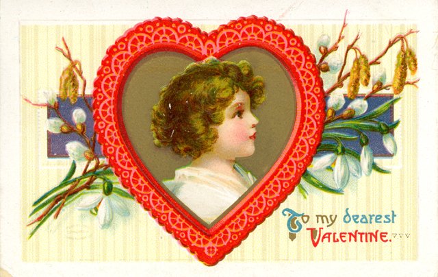 10 Vintage Valentines Cards Die Cut Edges