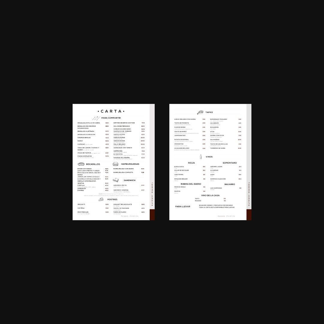 Redise&ntilde;o de carta para Taberna Jarauta
.
.
.
.
.
.
#dise&ntilde;o #zaragoza #dise&ntilde;ografico #dise&ntilde;odemenus #restaurante #gastronomia #fooddesign #foodlovers #restauranteszaragoza #gastronomiazaragoza #aragon #foodie