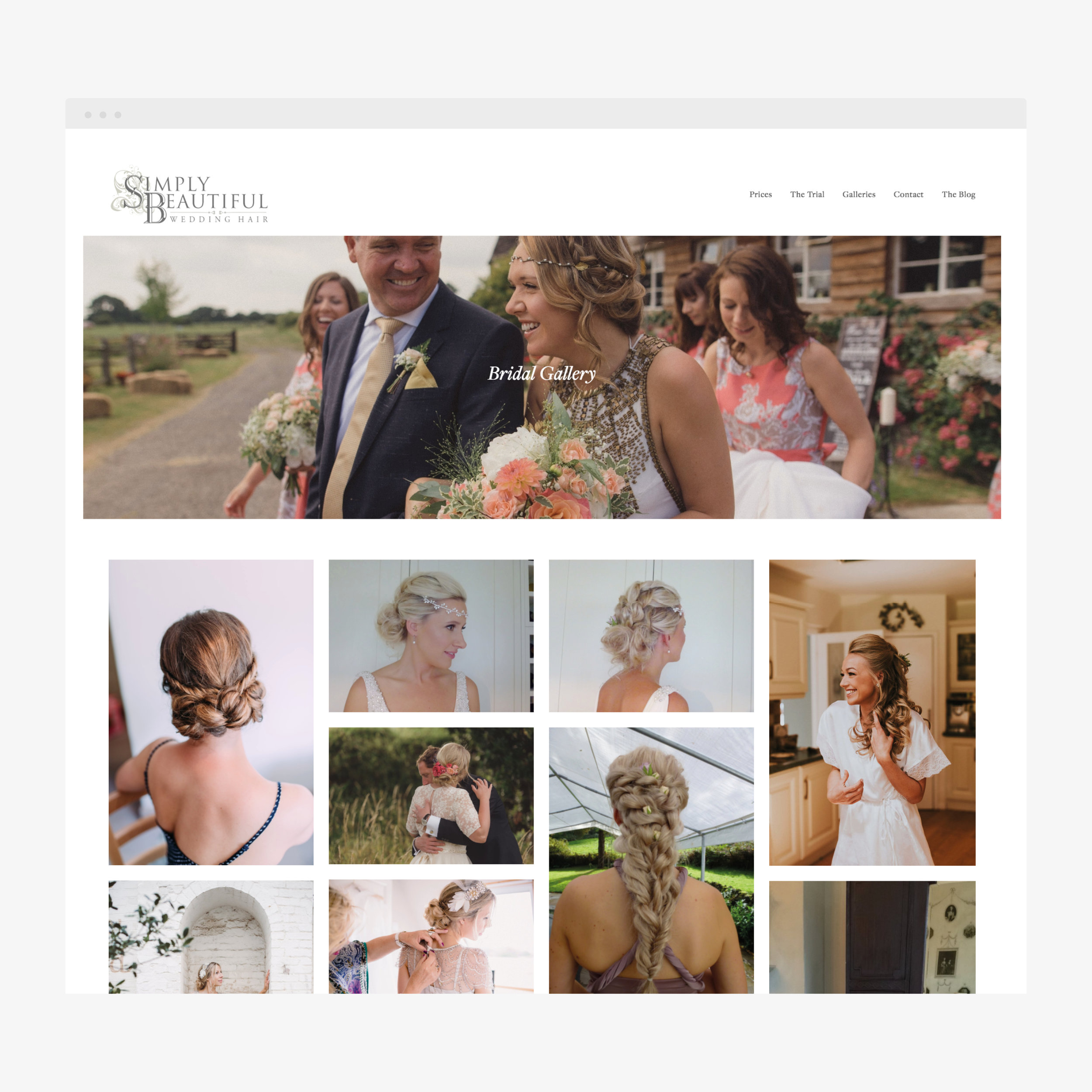 Website design for Simply Beautiful Wedding Hair, Crowborough, East Sussex