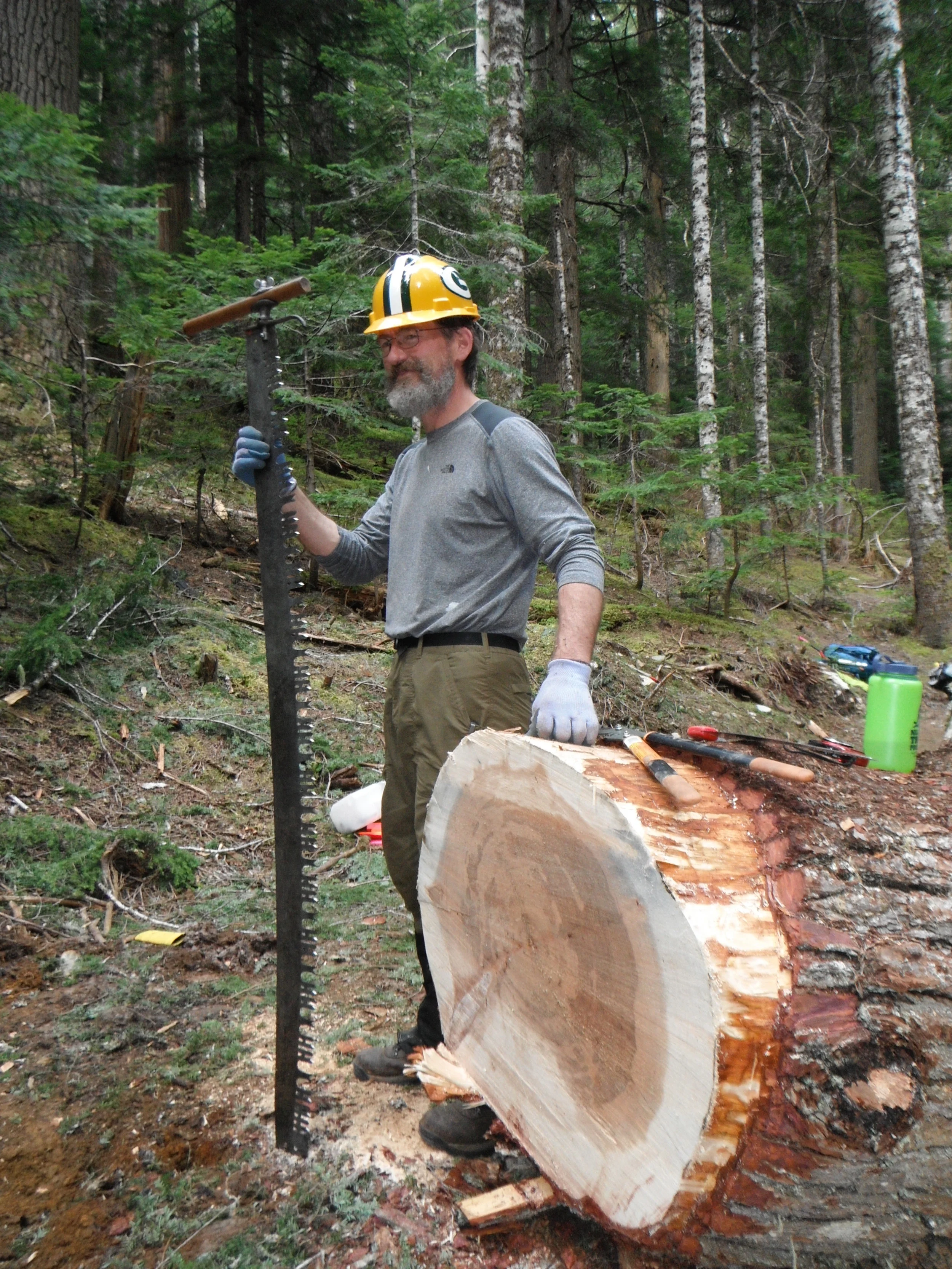 Don clearing trees from Sauk River Trail