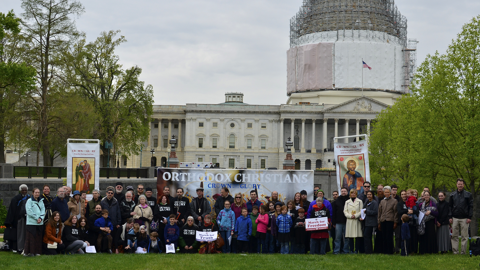 Post-March Orthodox Gathering on the Capital Building Lawn, which included a pair of homilies and an Akathist to Saints Joachim and Anna.