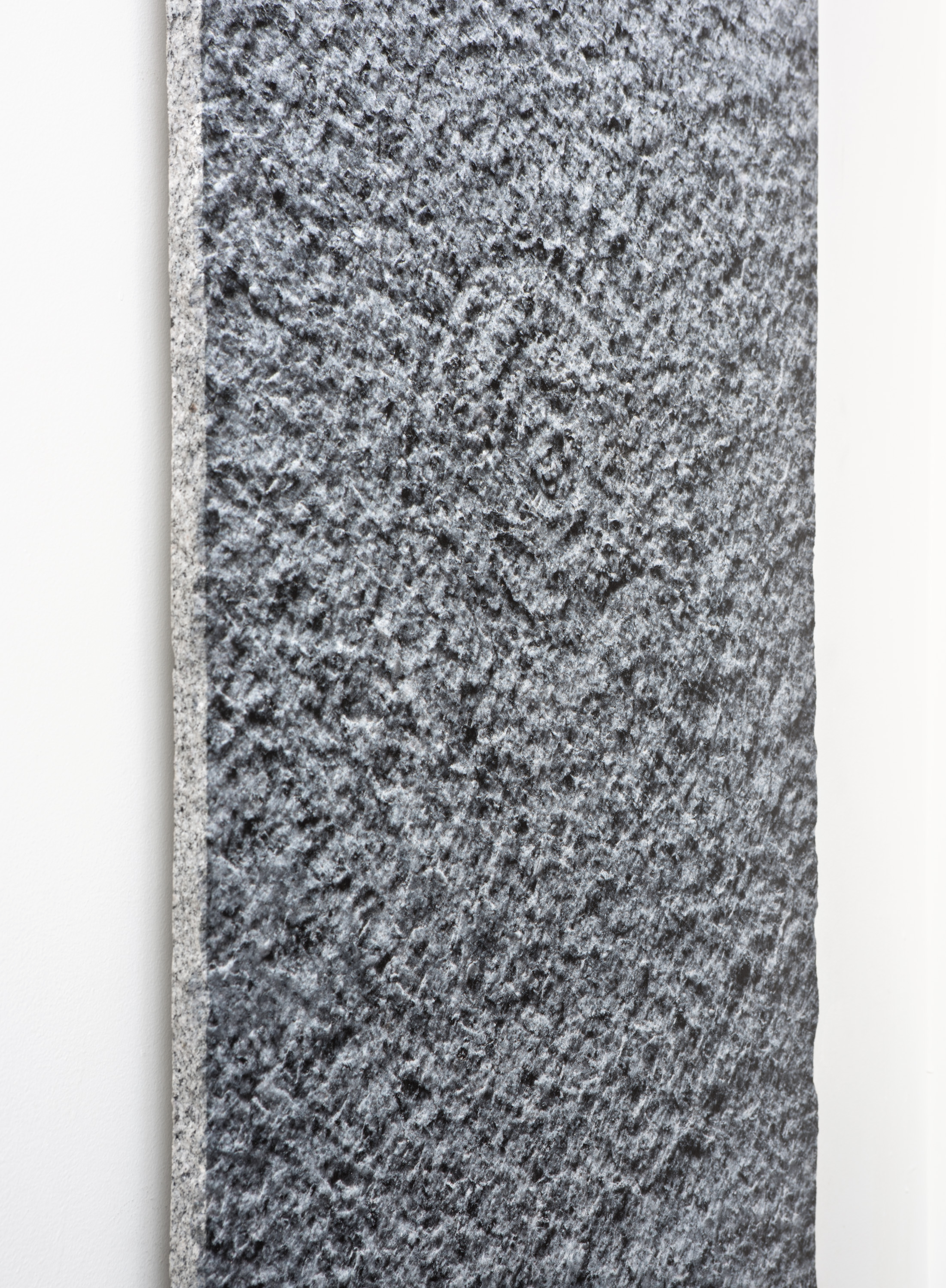   Granite Spiral I,  2019 (detail) UV ink on granite with concrete cleats 36x24 Inches 