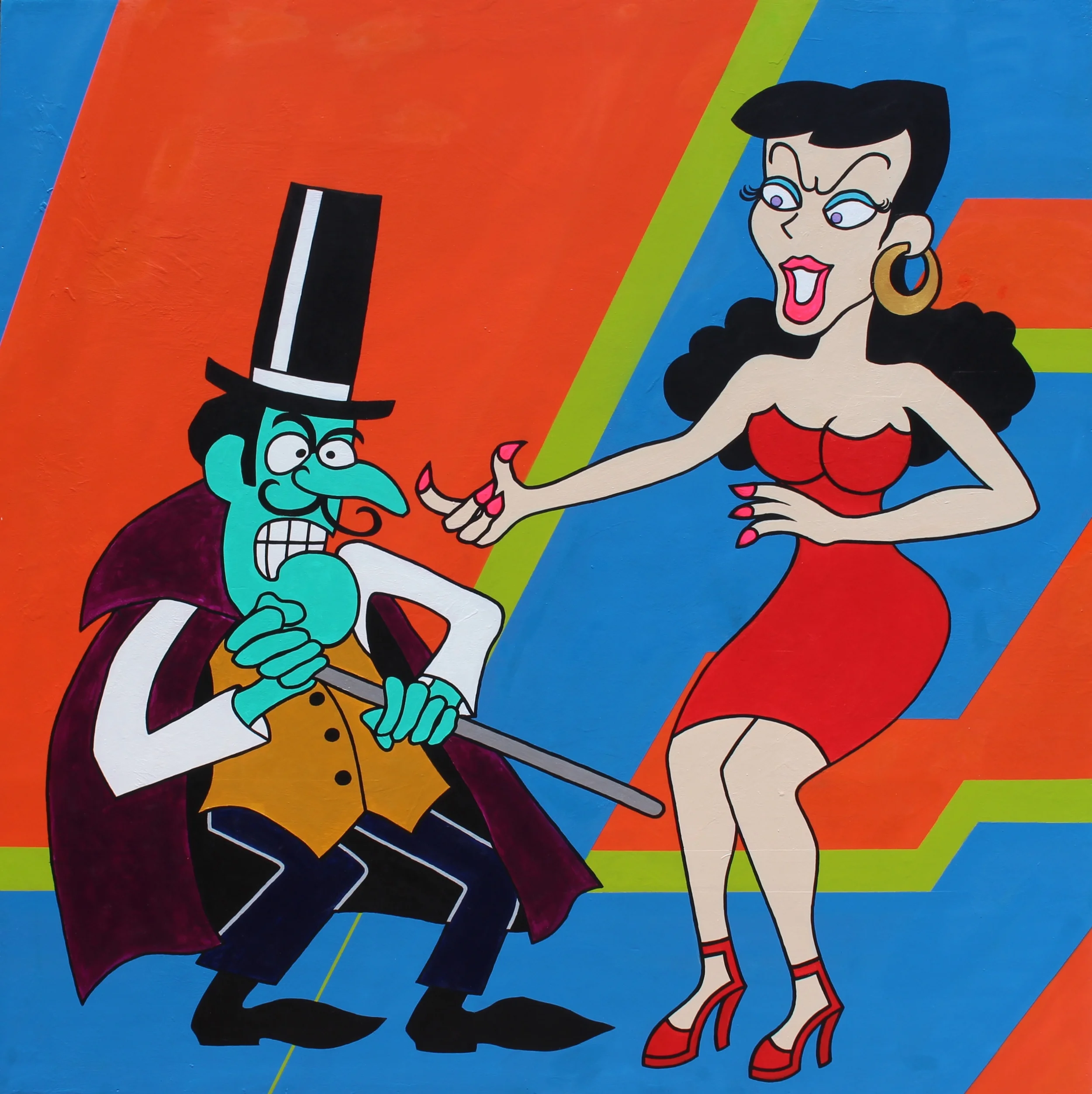   HUSTLE     UNTITTLED   Acrylics, Spray Paint and Mixed Media on Cradled Maple Board  48"L X 48"H X 2.5"D  [ 4 of 4 ] 