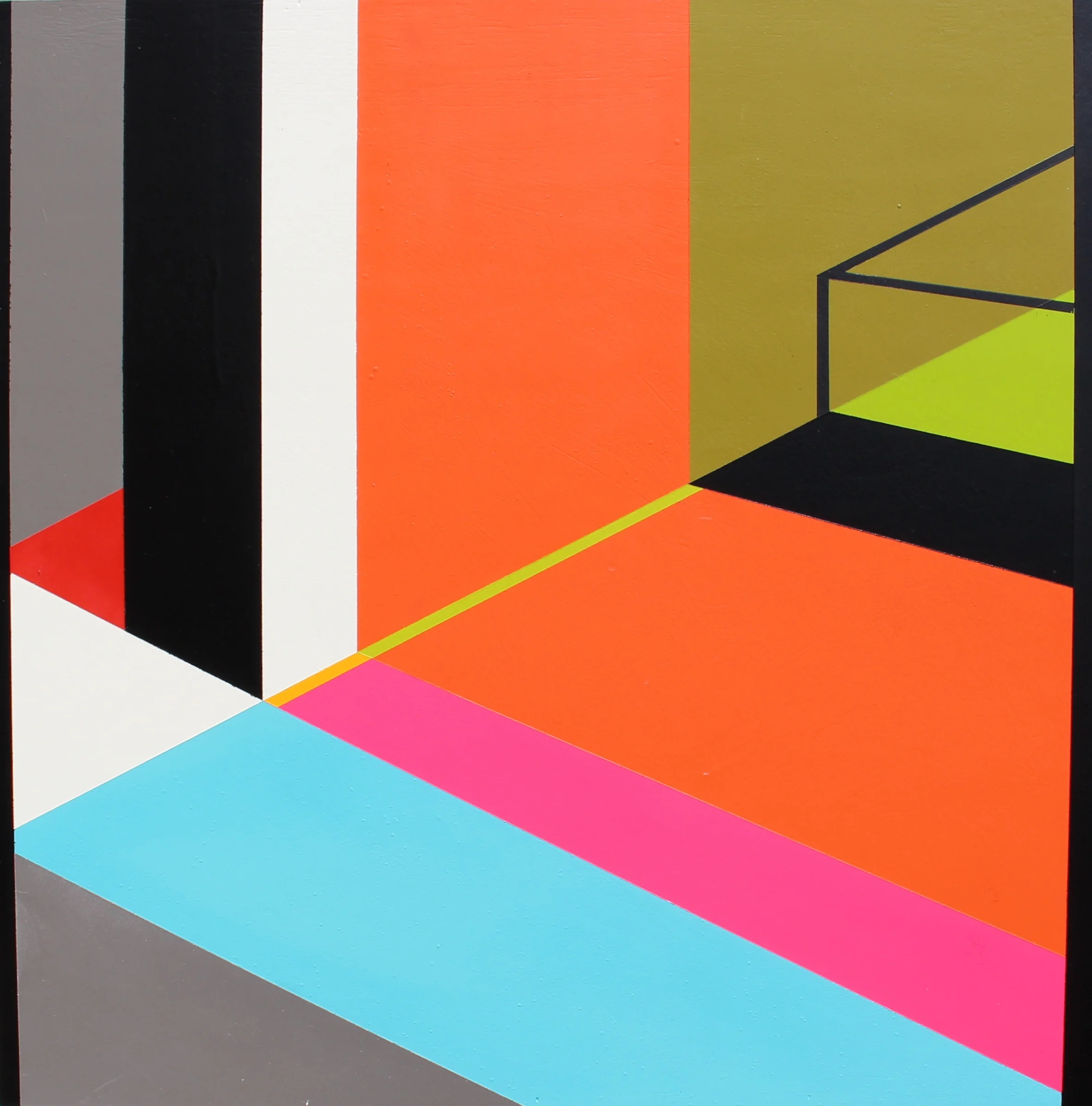   “&nbsp;UPTOWN ROUTE IV "&nbsp;[Quadriptych]   Spray Paint On Cradled Maple Board  20"W X 20"H X 2.75"D 