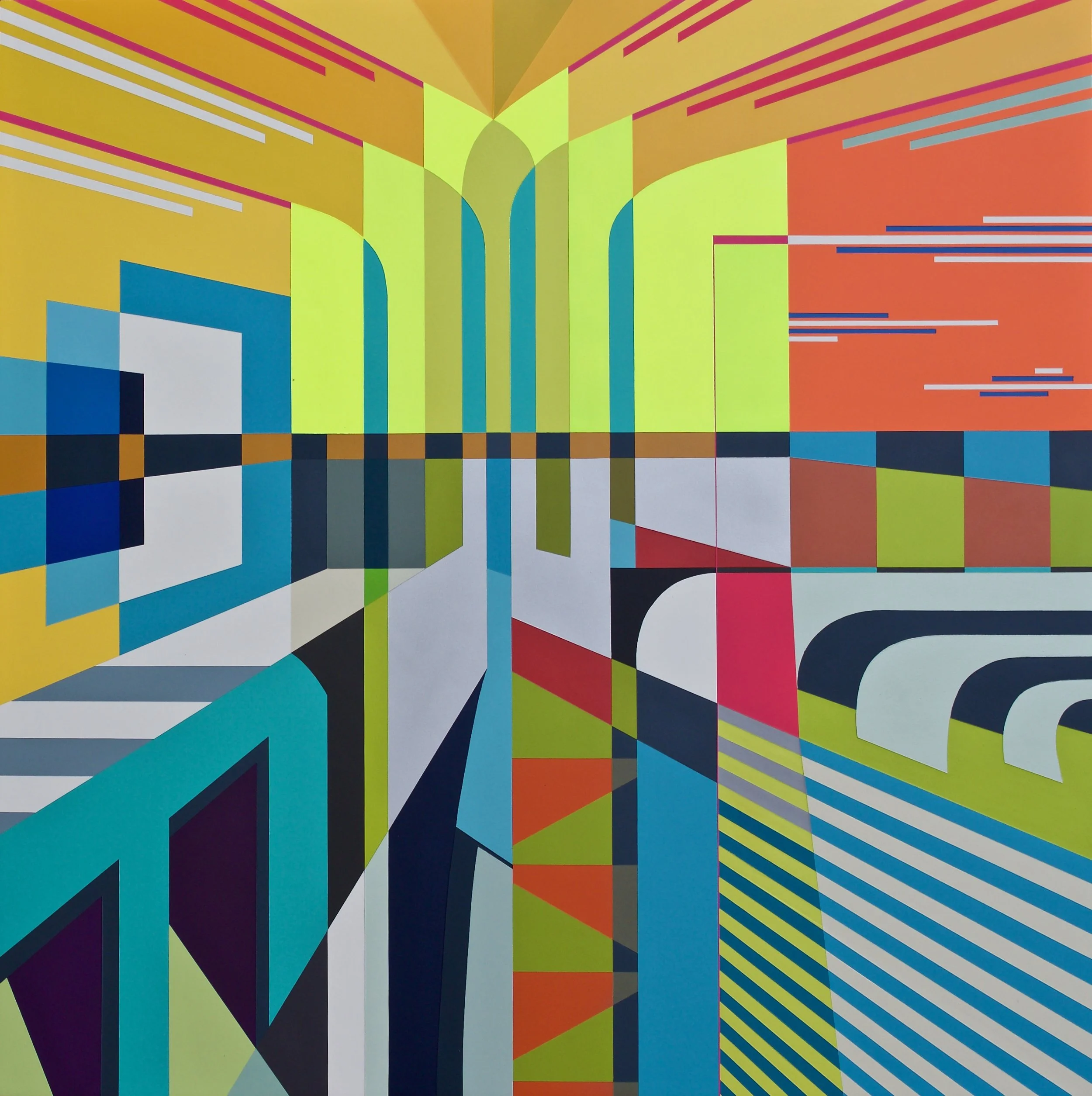 ALEXANDRIA 45” X 45” X 2.75” | Spray Paint and Gesso on Wood . . . . .