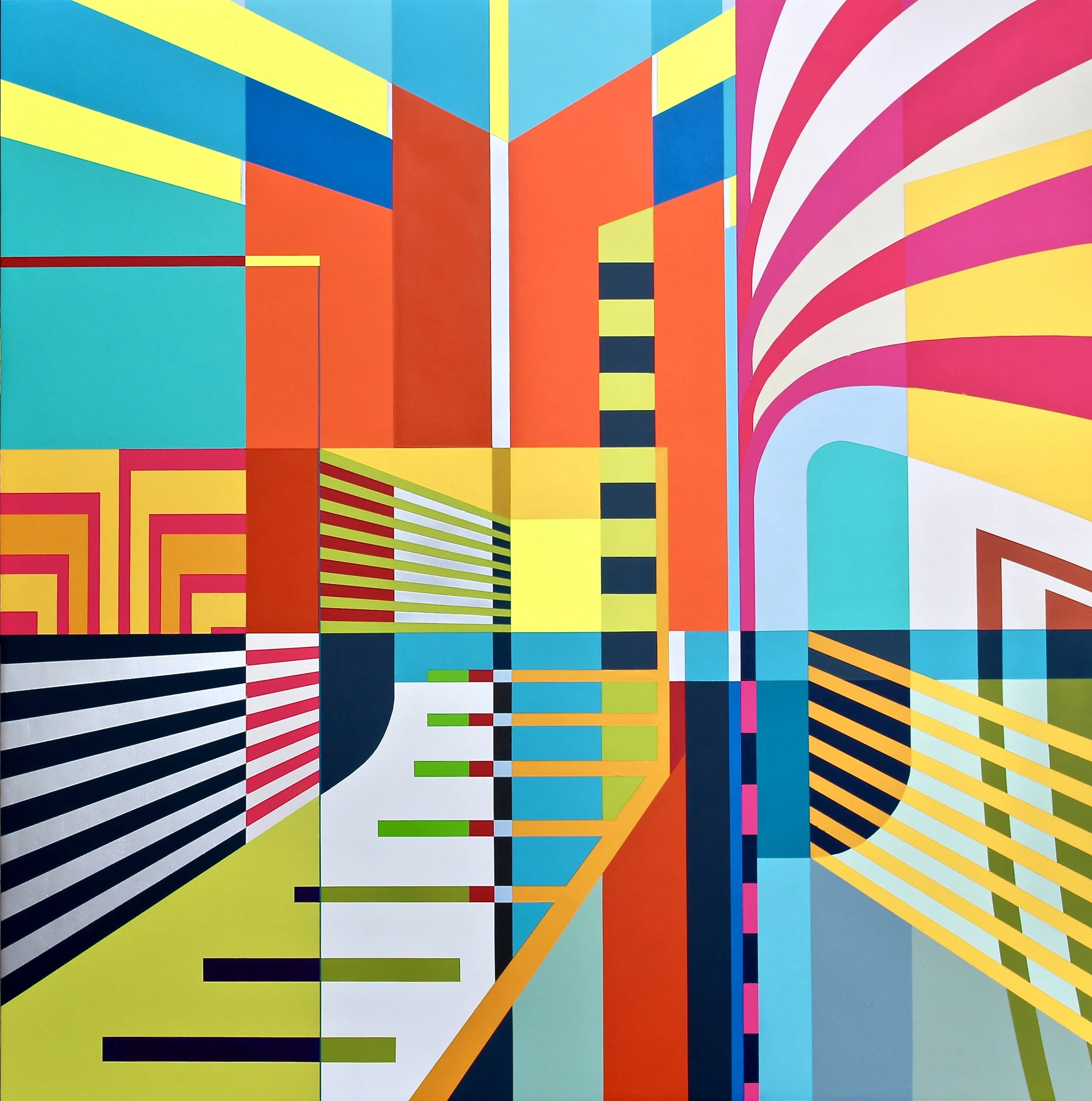 DTLA 45” X 45” X 2.75” | Spray Paint and Gesso on Wood . . . . .