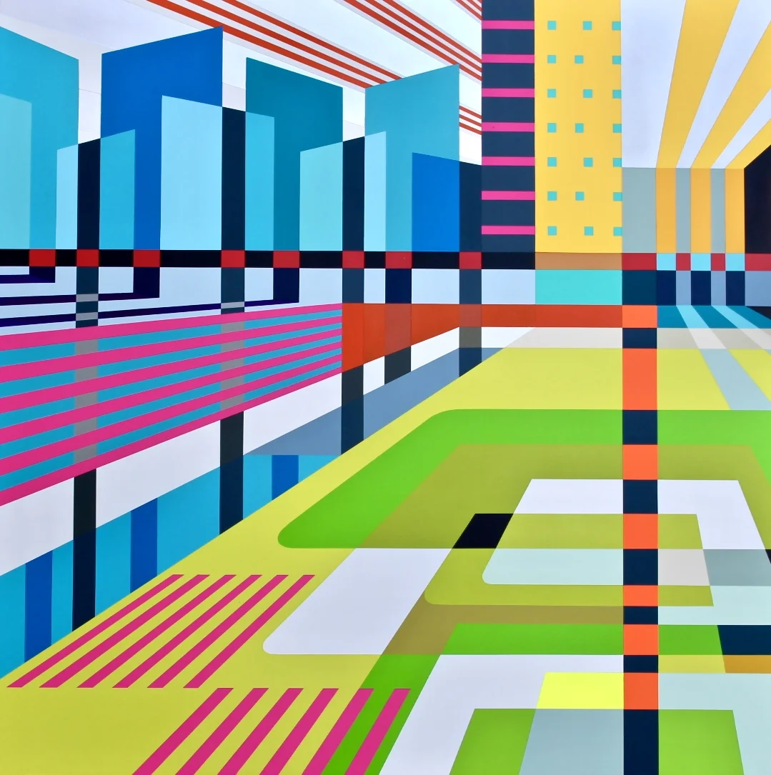 GRAND PARK 45” X 45” X 2.75” | Spray Paint and Gesso on Wood . . . . .
