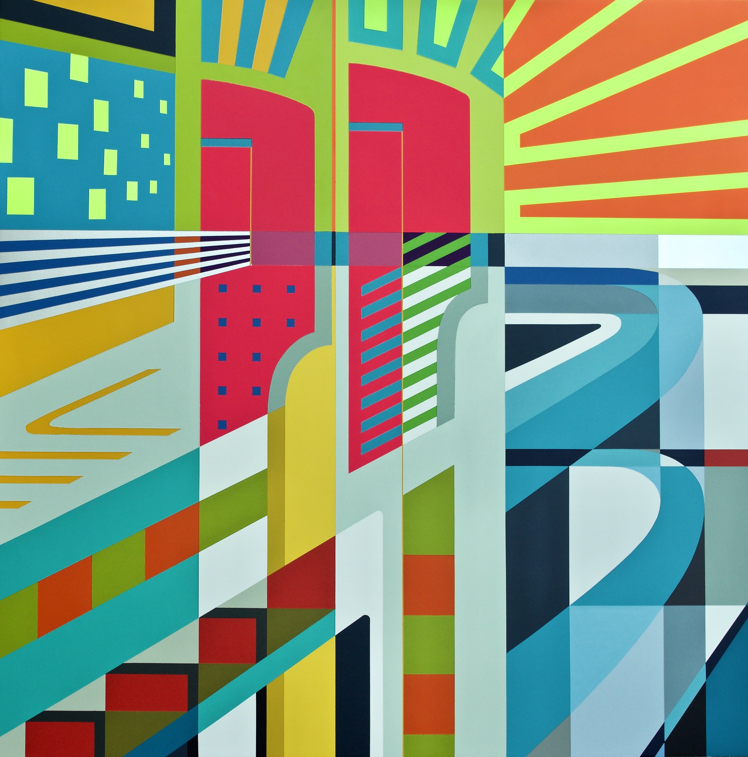  HOLLYWOOD PUNK  45” X 45” X 3”  Spray Paint And Gesso On Wood 