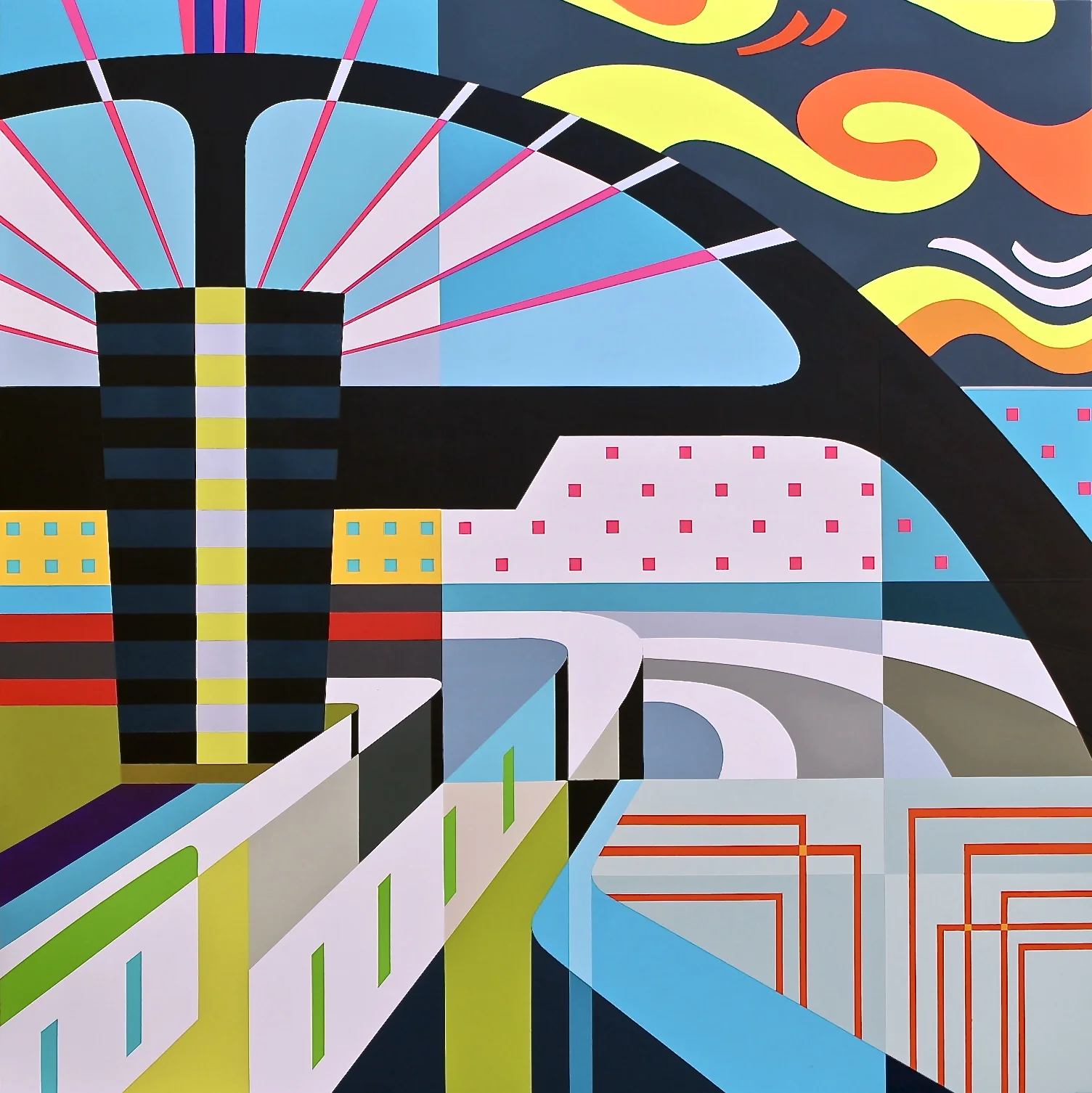 LAX II 45” X 45” X 2.75” | Spray Paint and Gesso on Wood . . . . .
