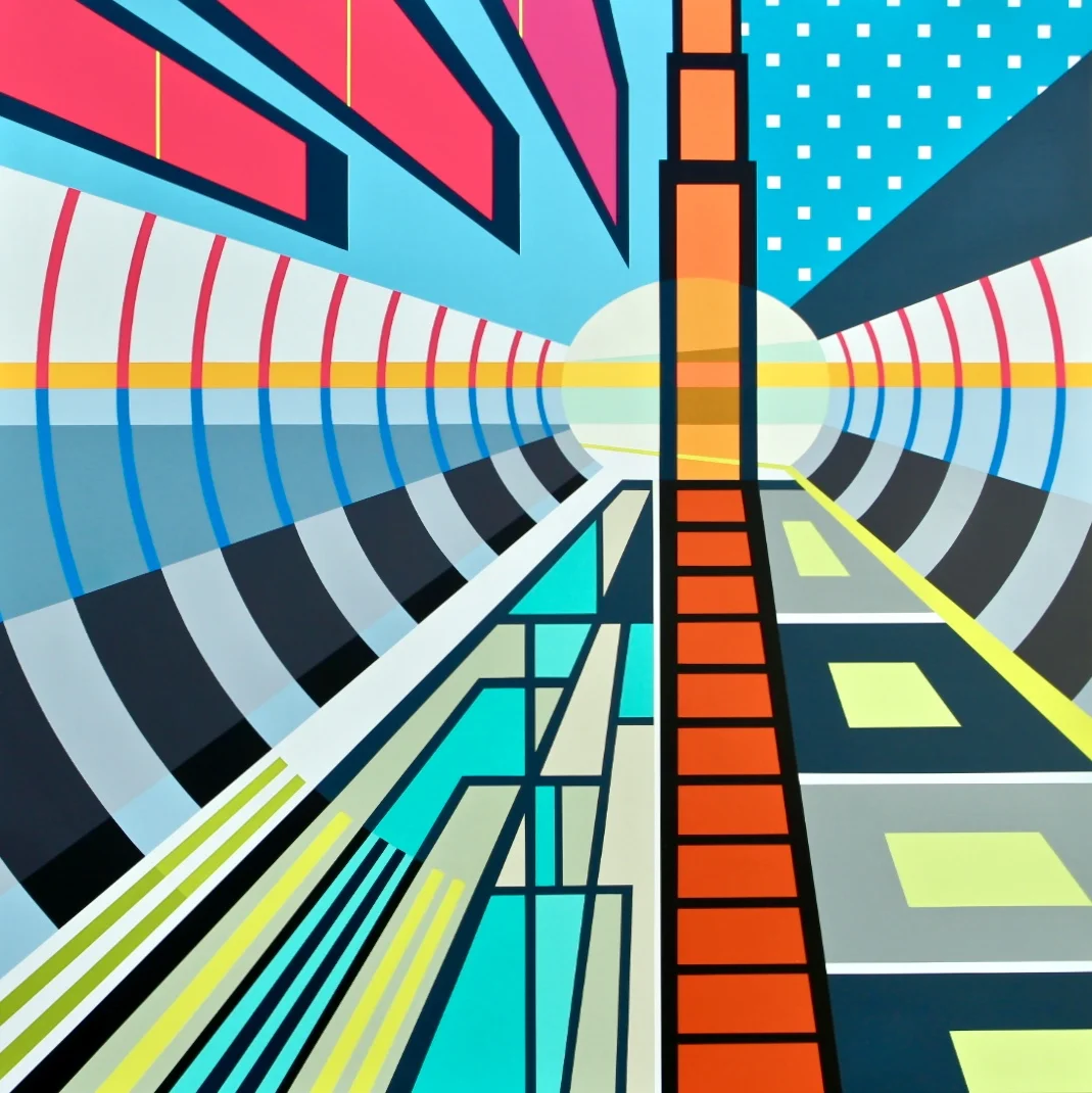 CAMPO GRANDE TUNNEL 45” X 45” X 2.75” | Spray Paint and Gesso on Wood . .