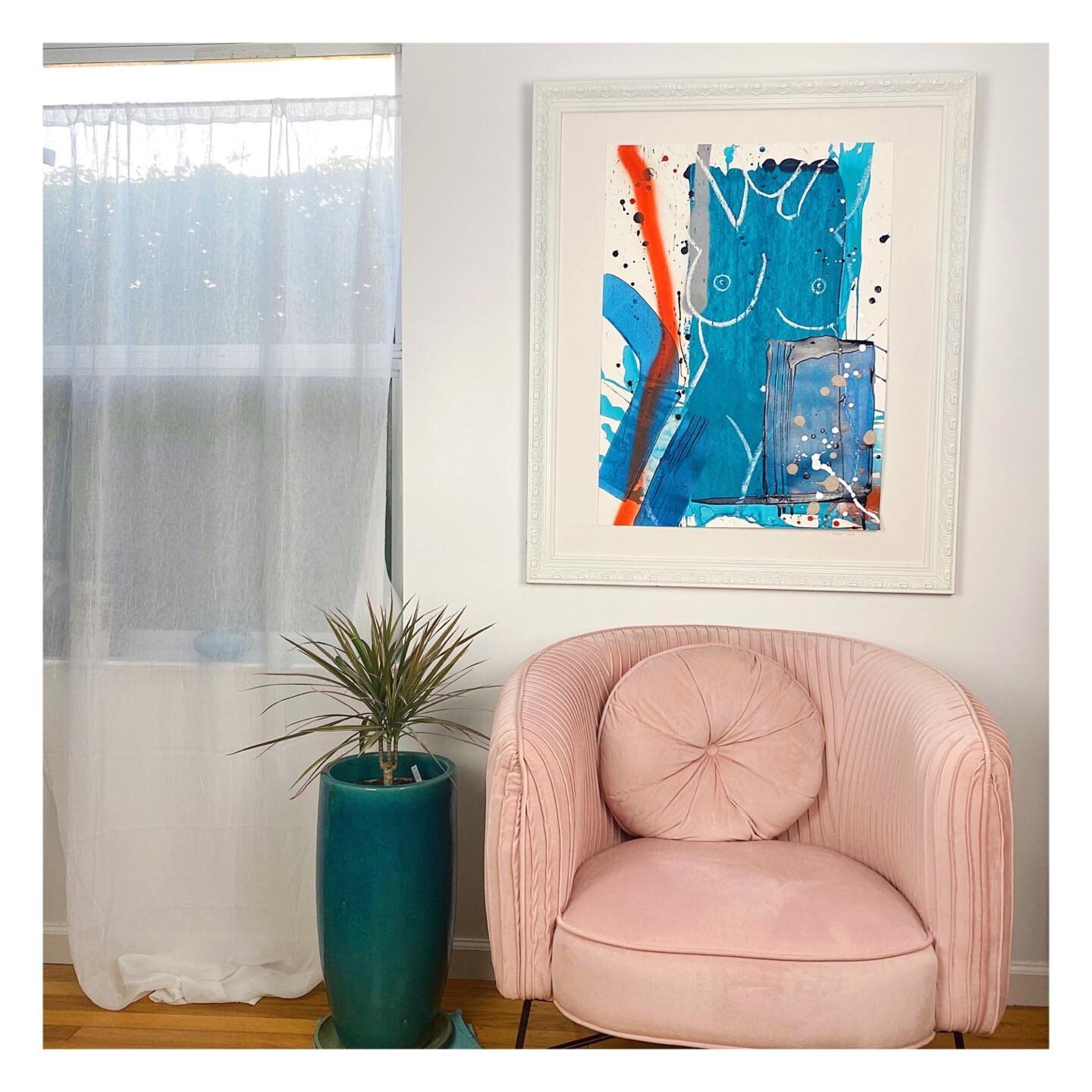 &lsquo;Turquoise Lady&rsquo; will be framed behind glass this week for her first exhibit. I am excited to see all of this series hanging together.
.
.
.
.
.
.
. #abstractlady #abstractfigure #abstractnude #turquoise #figuredrawing #new_and_abstract #