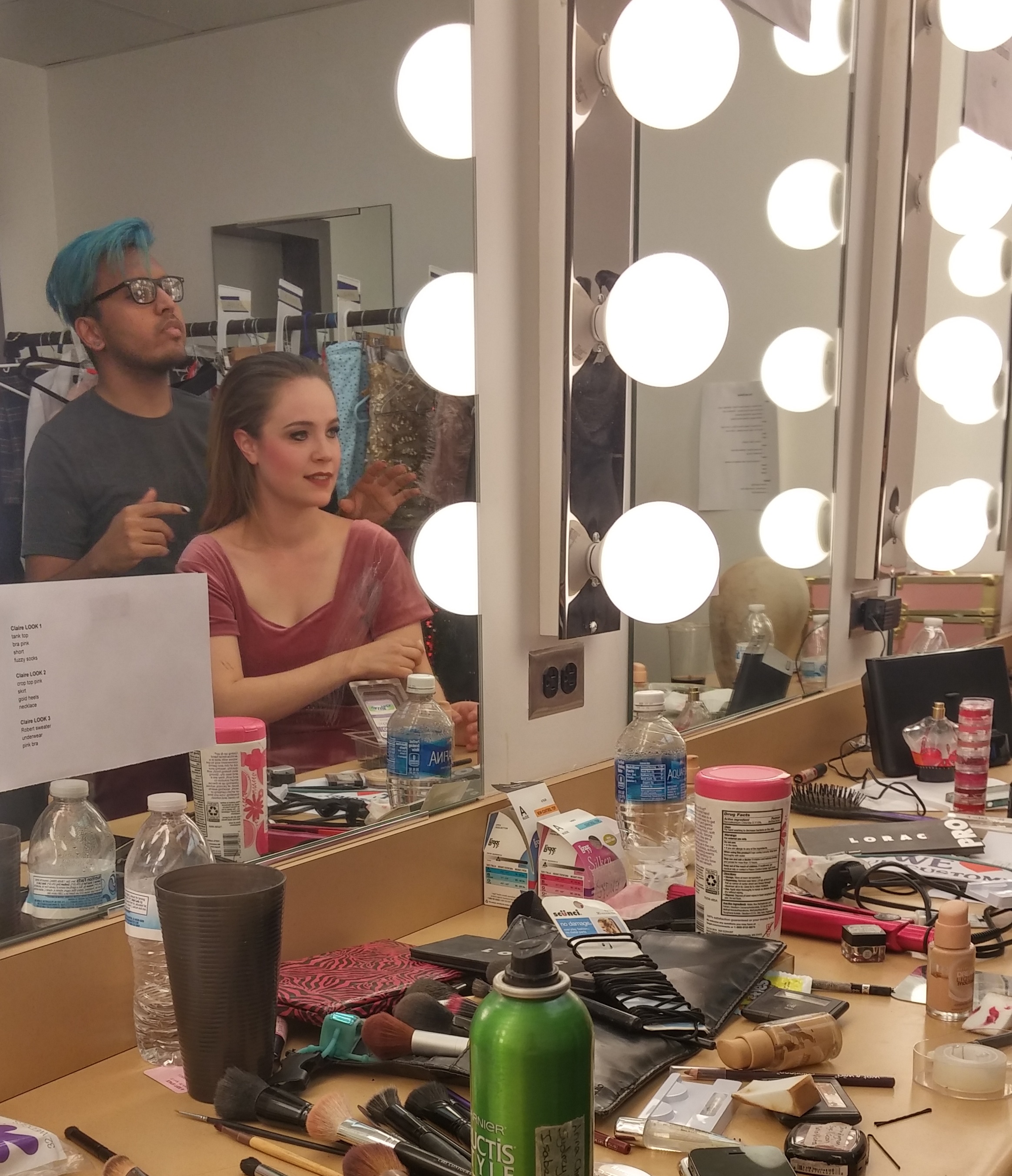 Our talented makeup artist Mubtasin Zaman putting the finishing touches on Isabel Gadd playing Una in Blackbird