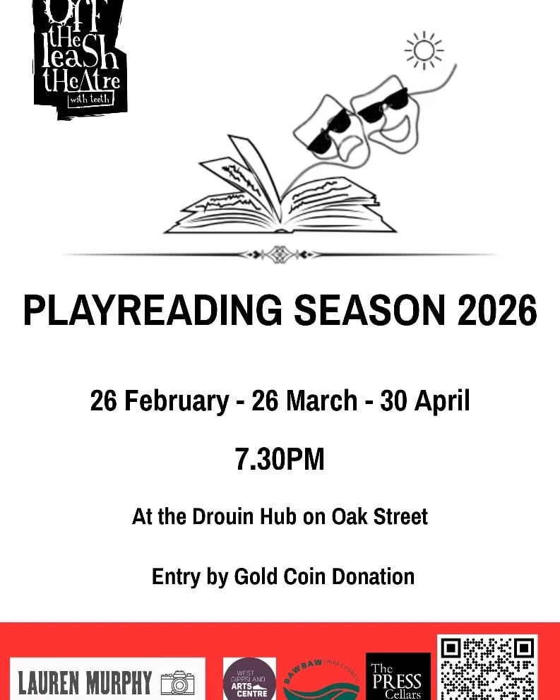 See you this Thursday for our first play reading of the year!
.
Entry by donation at the Drouin Hub, 1 Oak Street, Drouin.
.
Doors open at 7pm for a 7.30 start!
.
We have a great cast ready to go, so come and enjoy a night of classic Australian theat