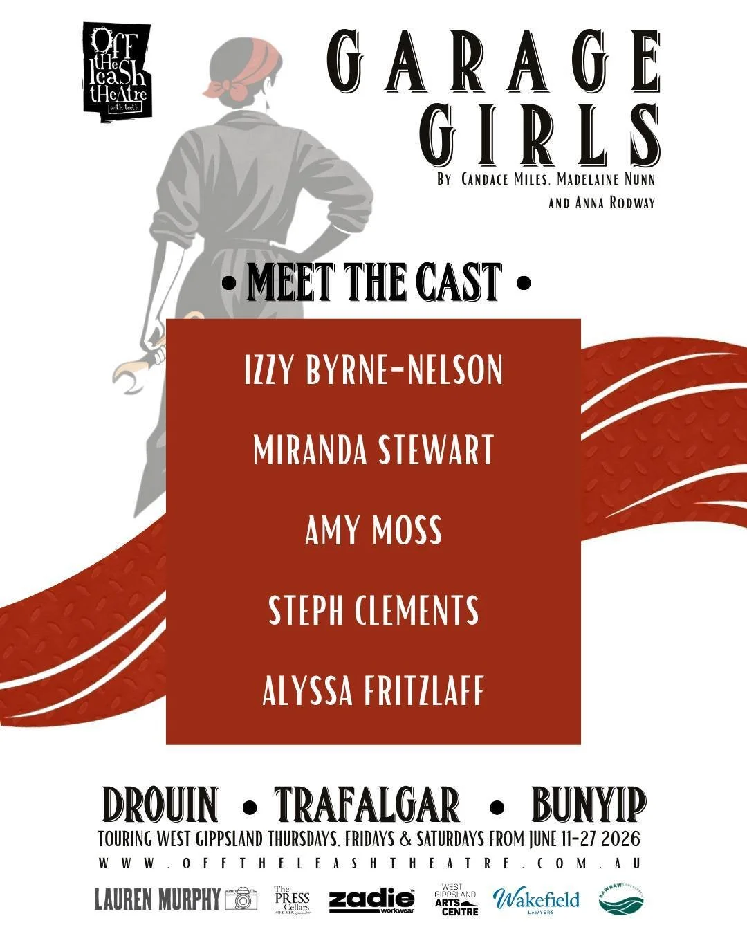 CAST REVEAL 🛠

Get your engines ready! Off The Leash Theatre is pleased to introduce you to our very own Garage Girls.

These talented women will be performing across West Gippsland in June. Stay tuned for more!

#gippslandtheatre #communitytheatre 