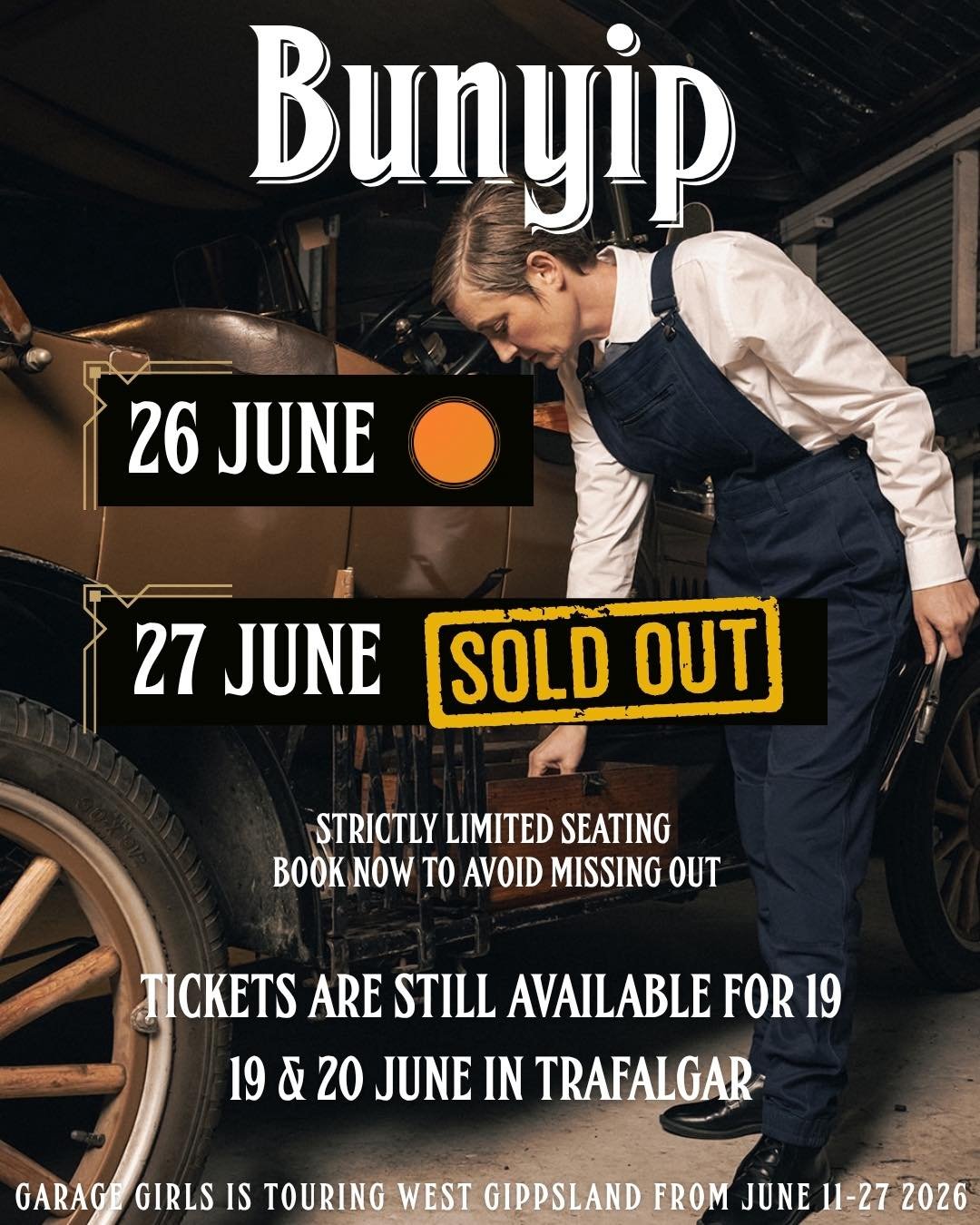 Bunyip is nearly sold out! 

There are still many tickets available for our Trafalgar shows, but not for long 🎟️

Get your tickets now: http://www.offtheleashtheatre.com.au/

📸 Lauren Murphy Photography
👖Zadie Workwear
🚗 Cameron Smythe

#gippslan