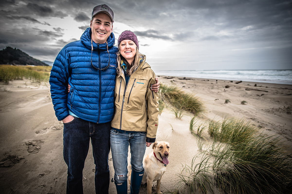  Justin Crump, Kate Taylor and Kada – North Coast steelhead guides and operators of Frigate Adventure Travel, Rockaway Beach 