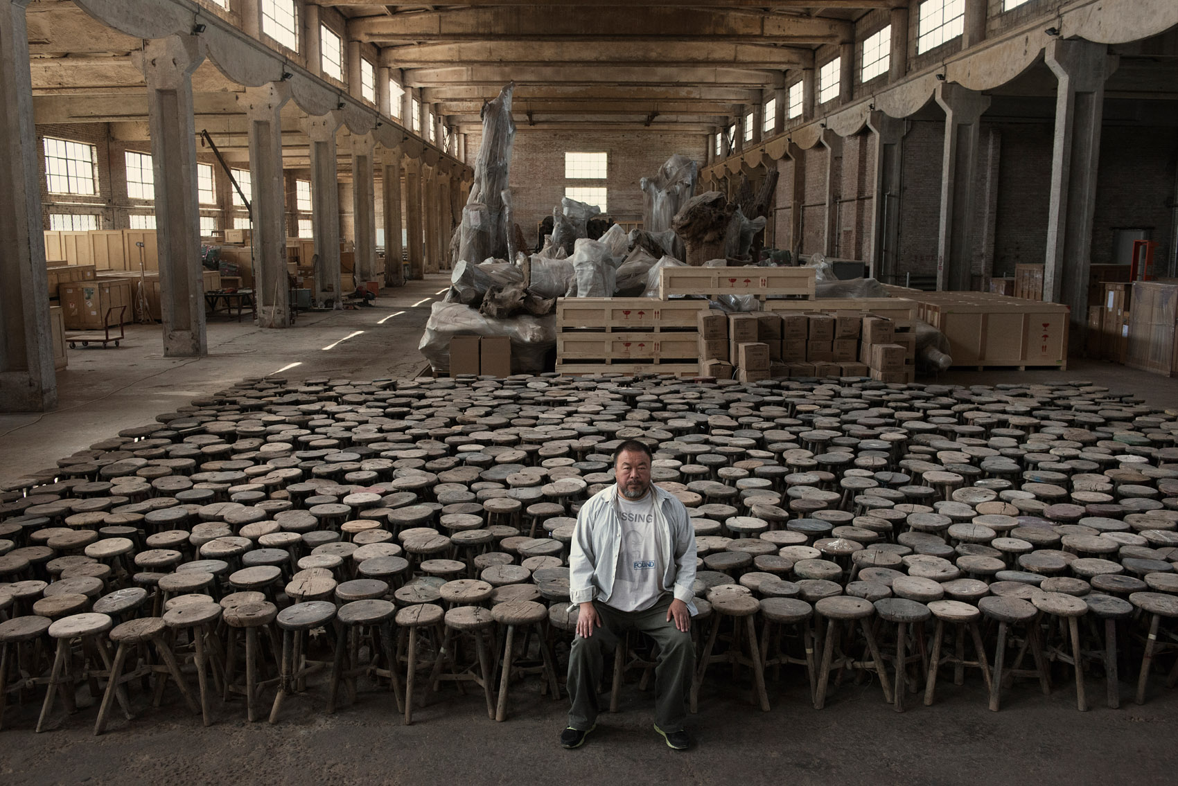  Ai Wei Wei in his warehouse studio.  