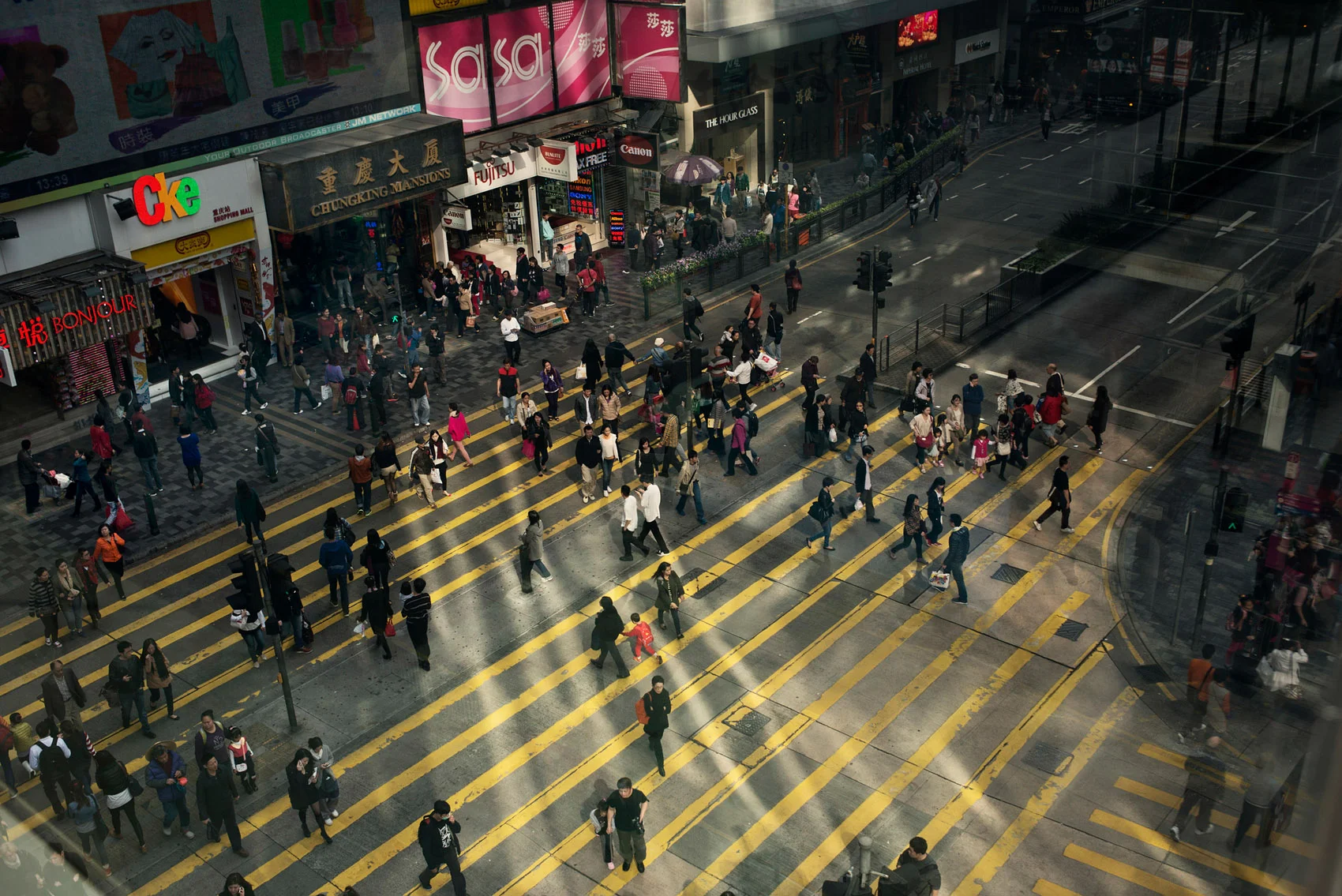 The Chungking Mansions stand on a segment of Nathan Road, also called the Golden Mile, a busy commercial street at the heart of Tsim Sha Tsui.