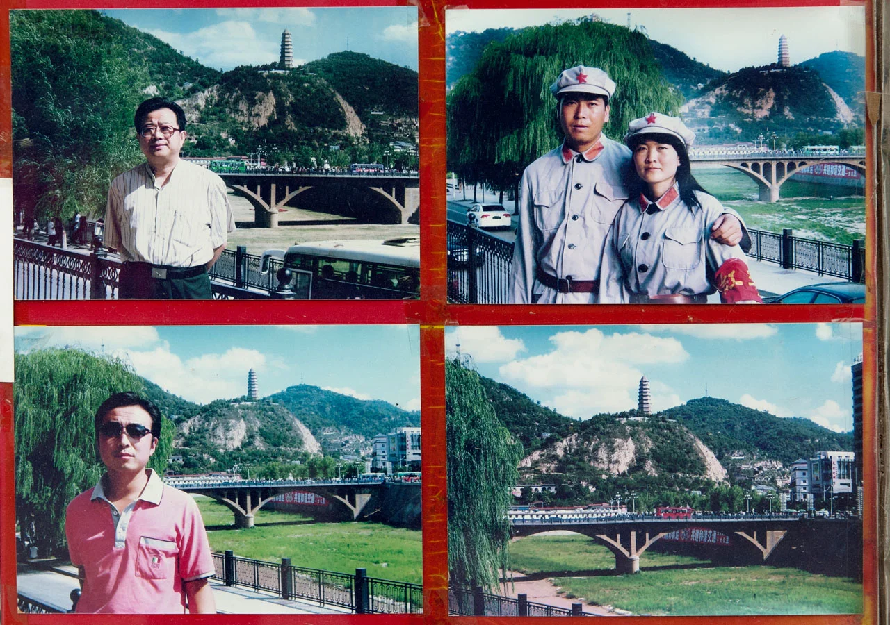 Photographies on display at a photographer's booth on a tourist spot of Yan'an, the city where Mao Tse-Tung ended his Long March and established the headquarters of China's Communist Party for 12 years before moving on to Beijing in 1949.