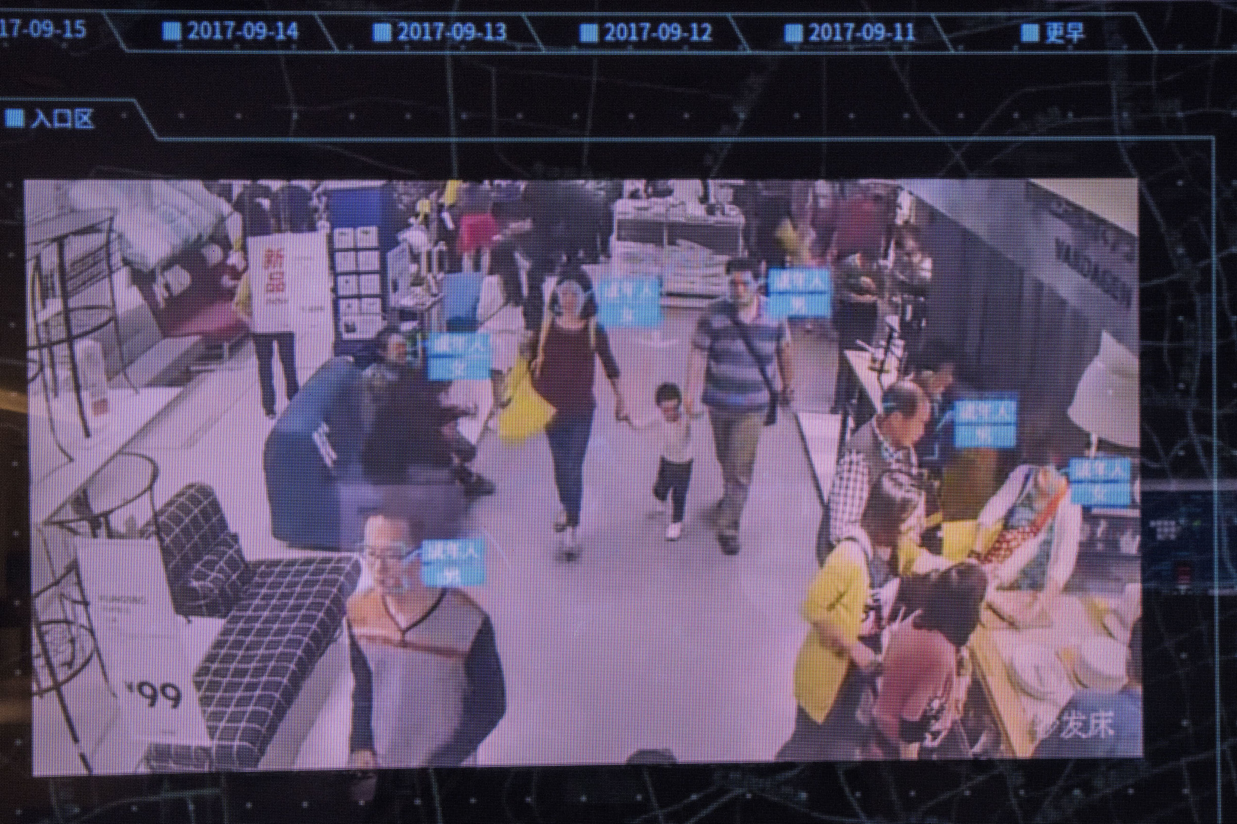 At Sensetime showroom, a video shows a system allowing facial identification via surveillance cameras set up in a mall. The system allows to track an individual path through the mall. Data analysis could help mall owners to optimize the organization of the mall to maximize revenues.