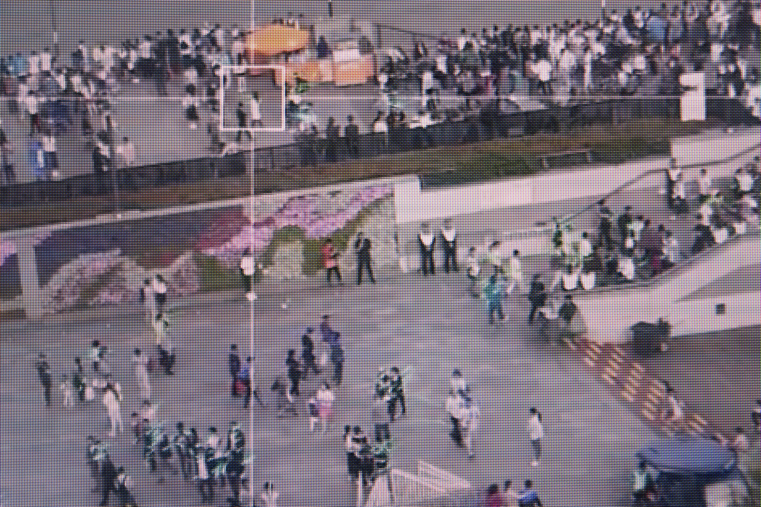 Screen capture of a video footage showing Sensetime crowd monitoring system. It allows to measure a crowd density as well as the identification of "abnormal" behaviours.