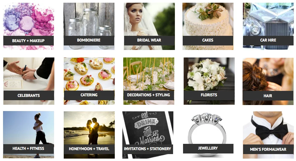 www.shirewedding.com.au provides a comprehensive directory, exclusively for vendors and wedding suppliers in Sydney's Sutherland Shire. (Image via Pagevinedesign.com )