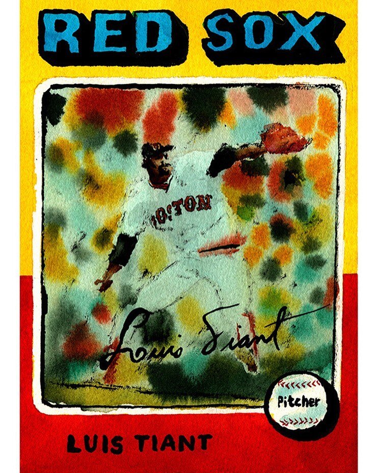 #louistiant #spotlight70 (card #64 of 70) #1975topps #ink #watercolor @topps @redsox