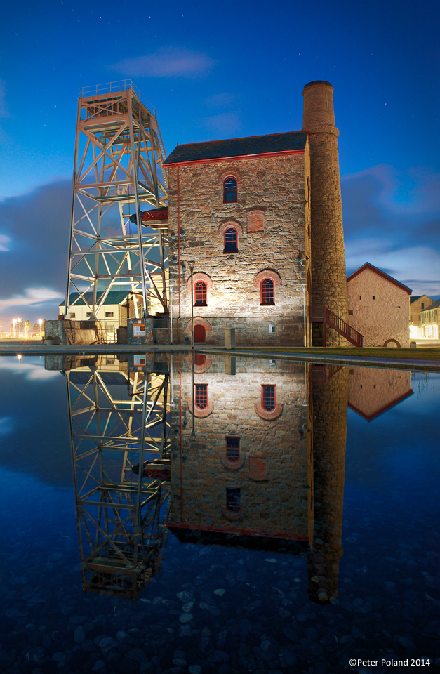 Robinson's Shaft Engine House, Heartlands, Pool, Cornwall. Lit a