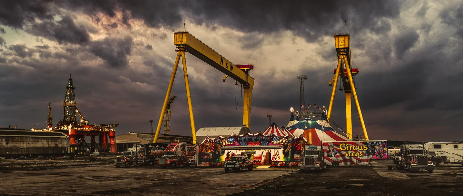 Circus under the cranes.