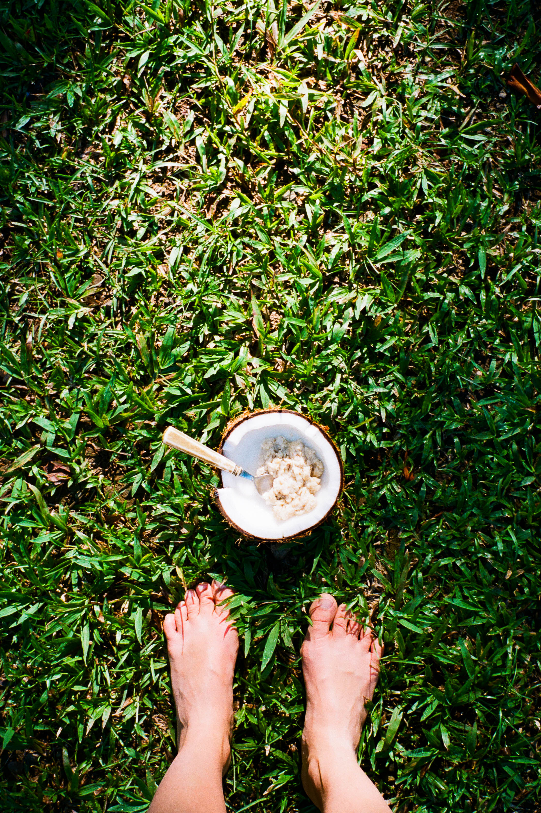 A serving of mosh served up in a coconut.