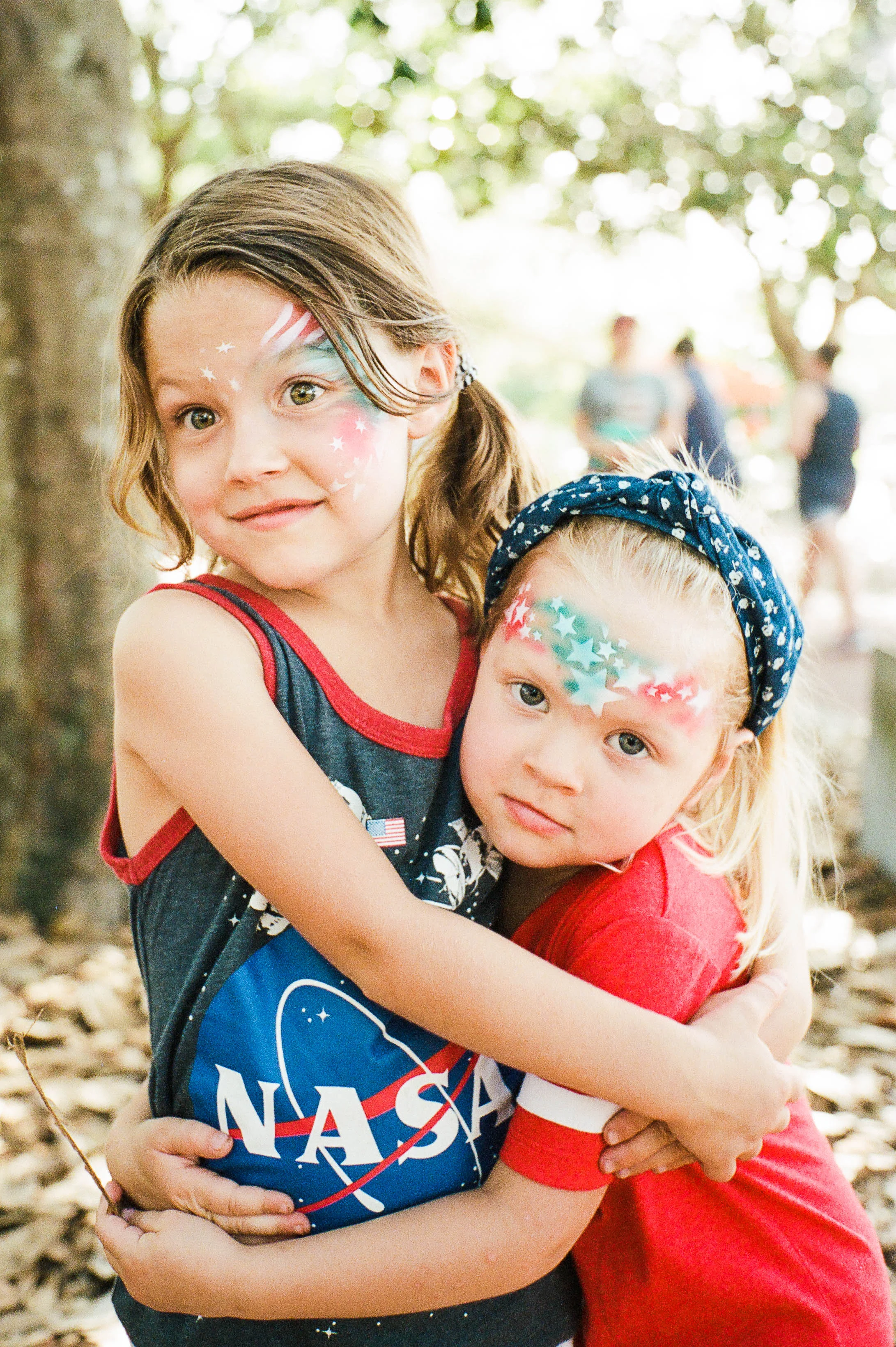 They had their faces painted (for free!) downtown prior to the big fireworks show.