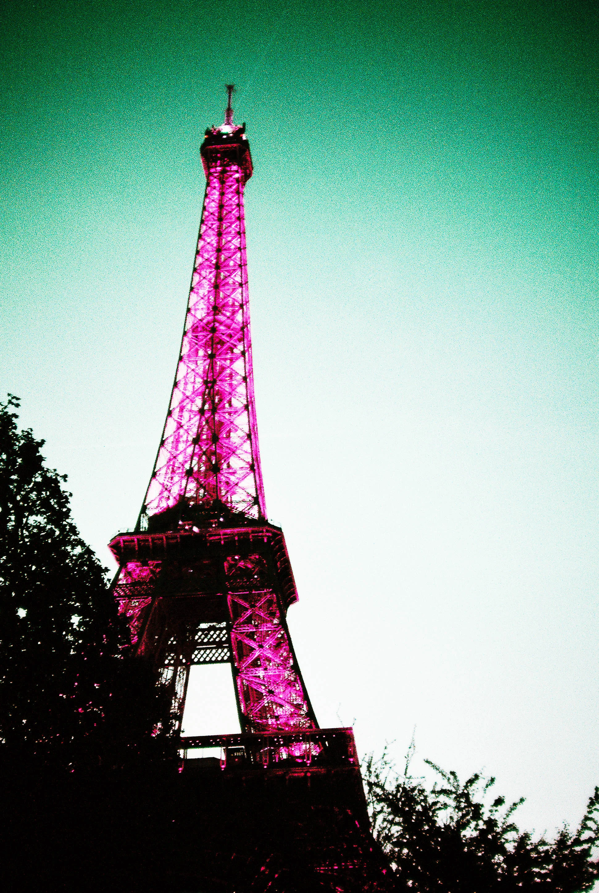 The Eiffel Tower at night on that Lomo Purple film.