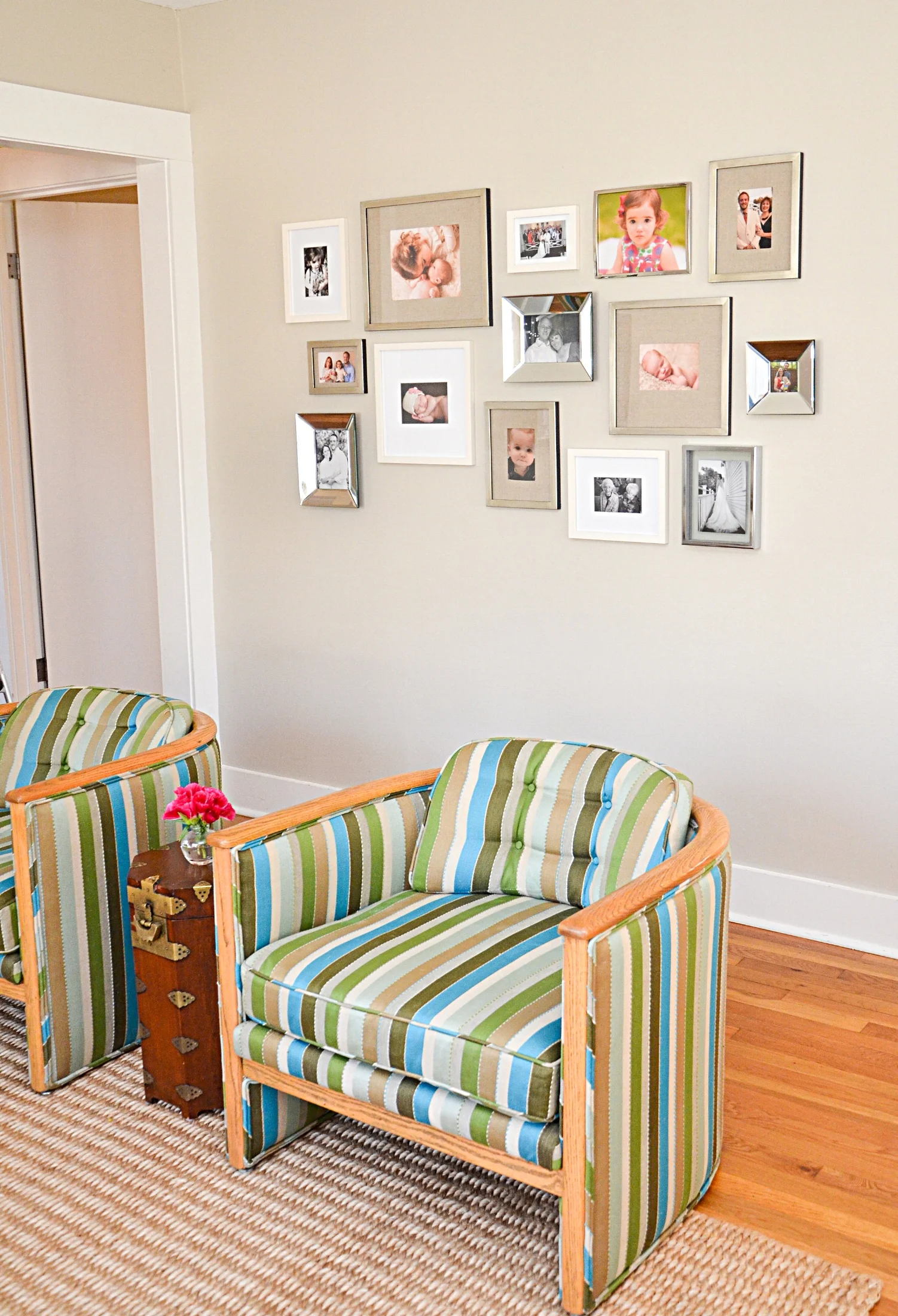 Vintage Barrel Chairs + Gallery Wall