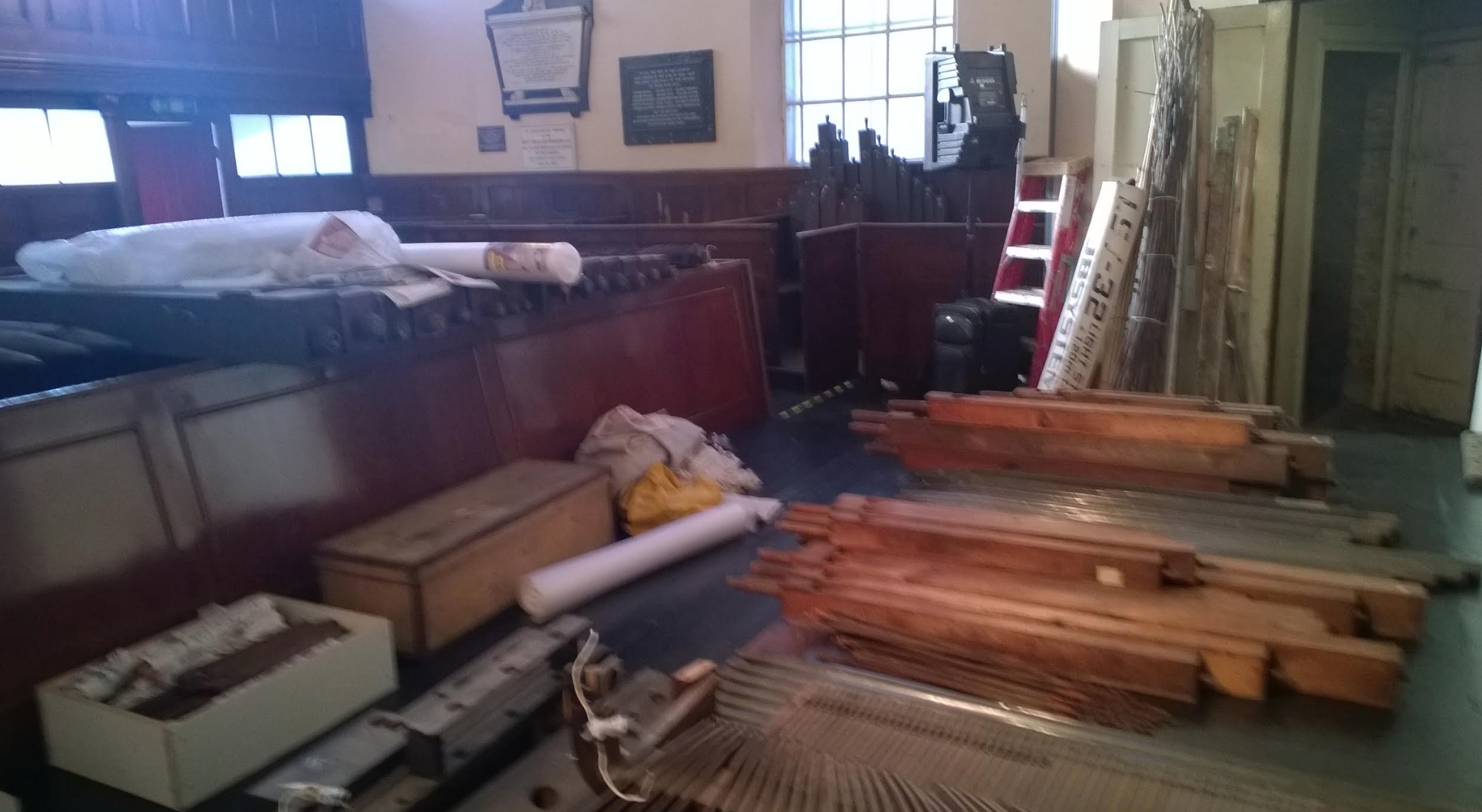 The organ leaving the Meeting House