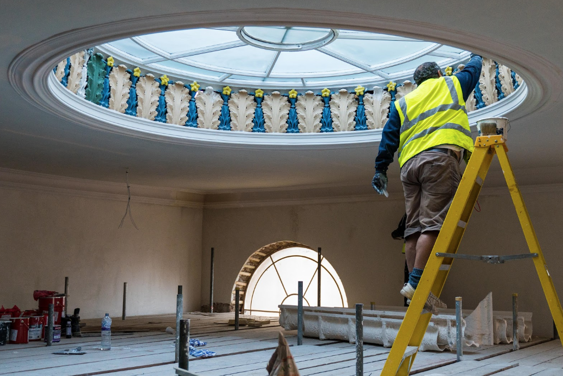Adding the finishing touches to the ceiling