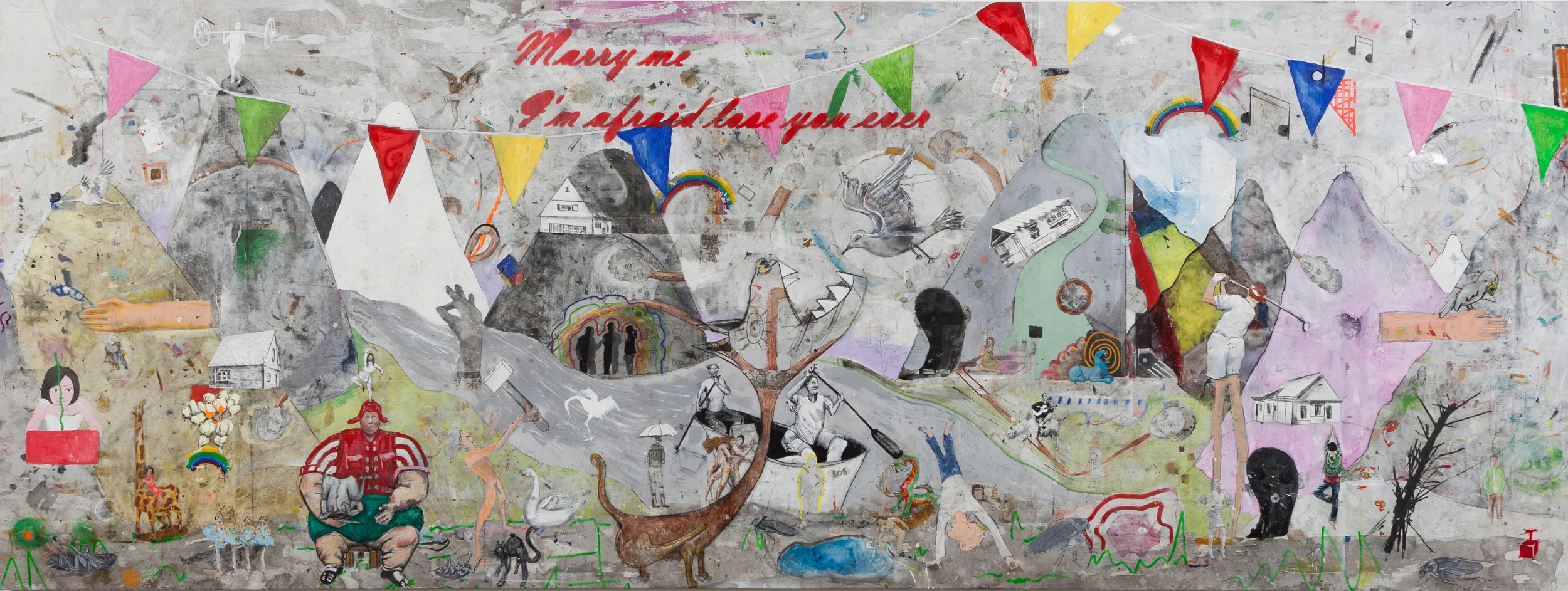Spring, Oil,acrylic,charcoal,spraypaint,pencil on canvas ,185 x 490 cm.jpg
