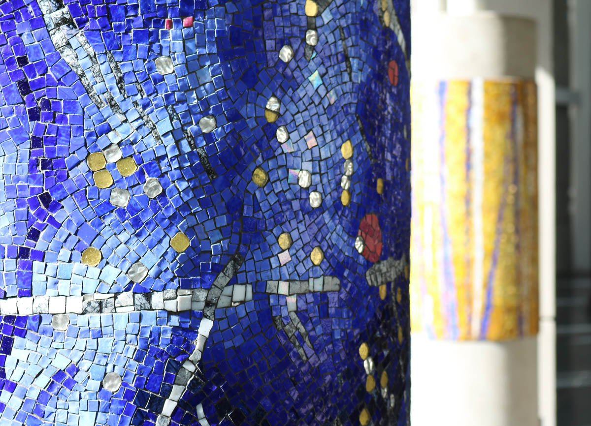 detail of mosaic columns public art for Nashville Airport