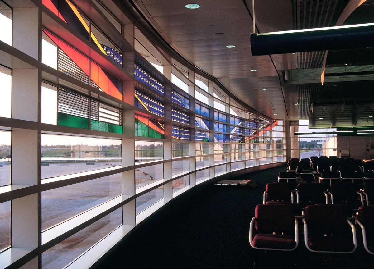 Large-scale stained glass artwork Orlando International Airport MCO