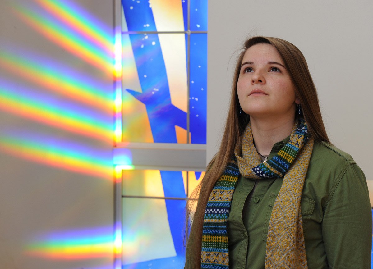 young woman with prisms sykes chapel 