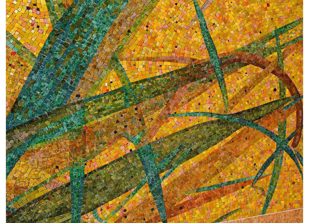 detail mosaic art University of kentucky hospital elevator lobby