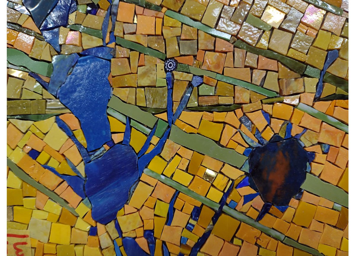 Close-up photo mosaic airport artwork