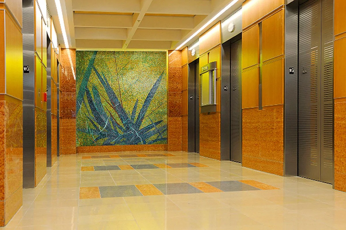 elevator lobby mosaic feature artwork