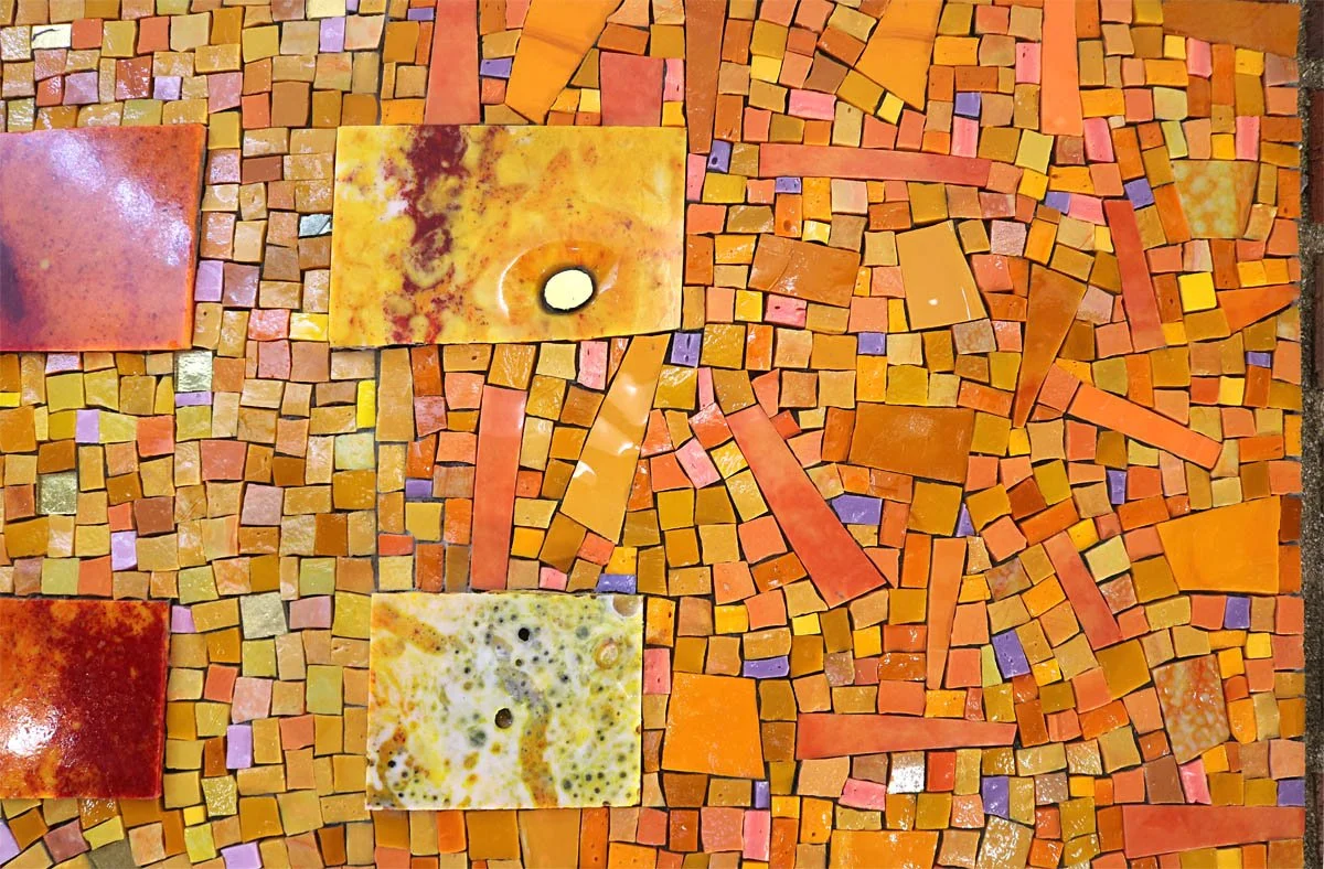 close-up of mosaic artwork Guy Kemper