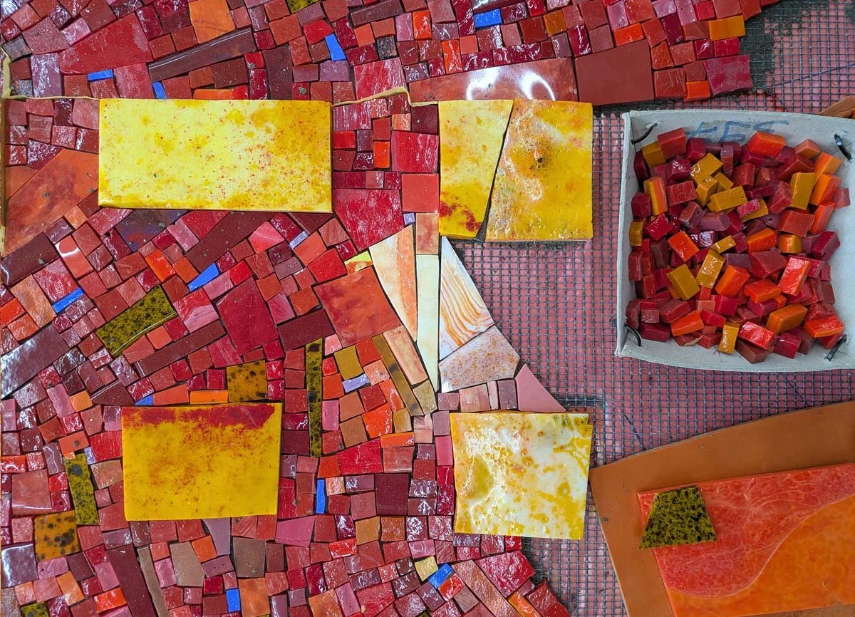 Mixing many colors and materials produces a richer artwork