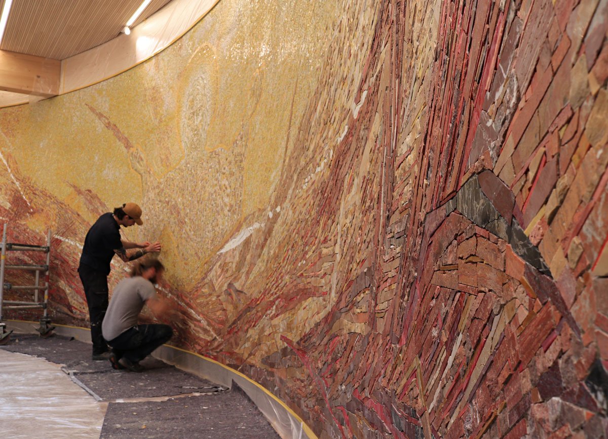 Simeon Haus Chapel mosaic installation, Kempten, Germany 
