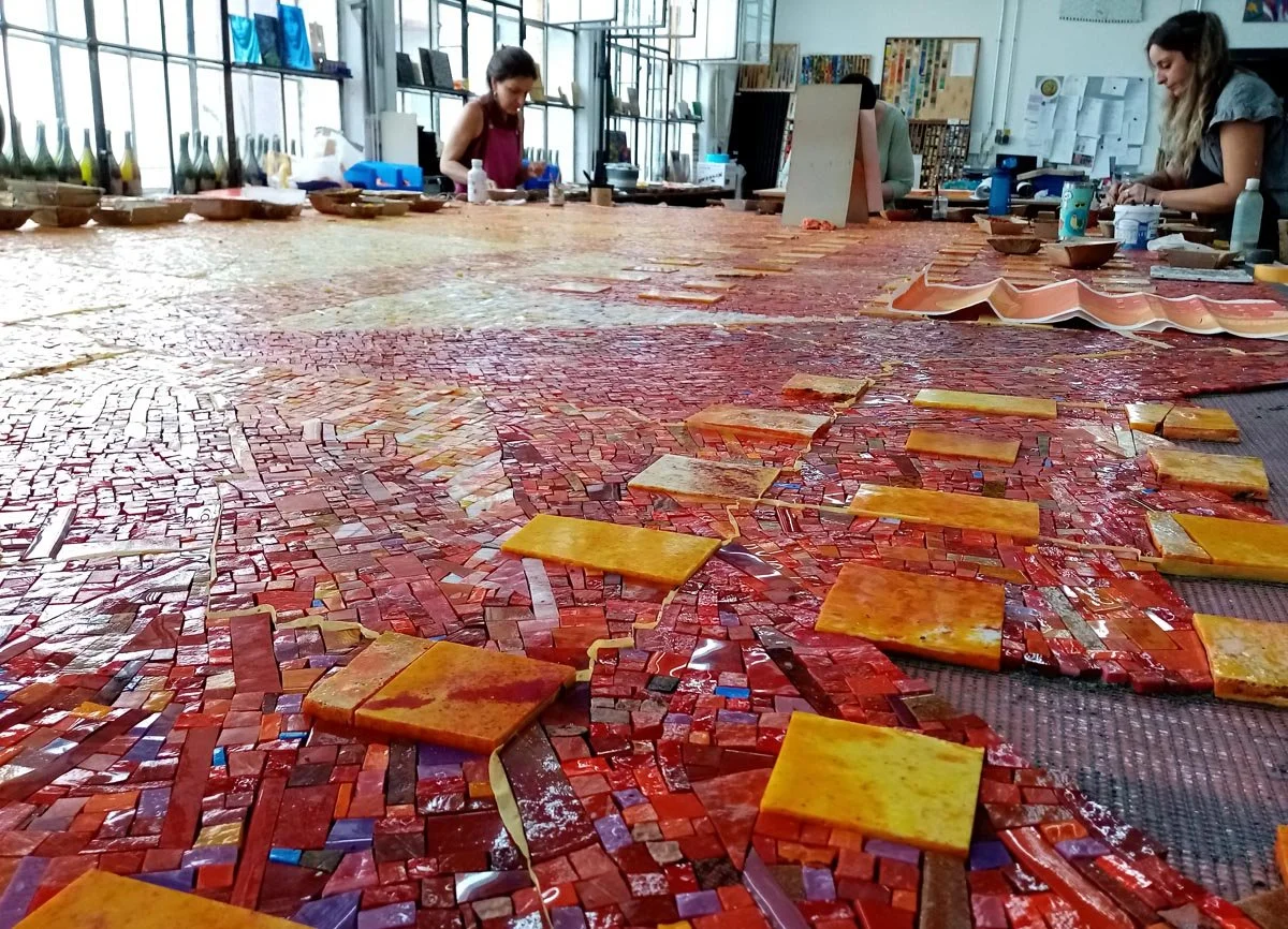 Mosaic fabrication at Mayer of Munich, who perform exquisite translations of my paintings into mosaic. Keep scrolling to see mosaic process.