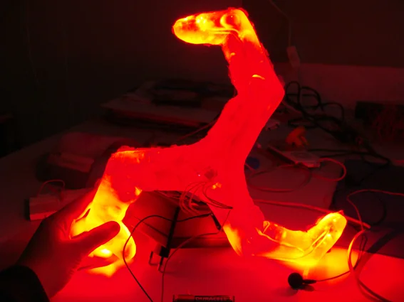 Resin melted with light and batteries.
