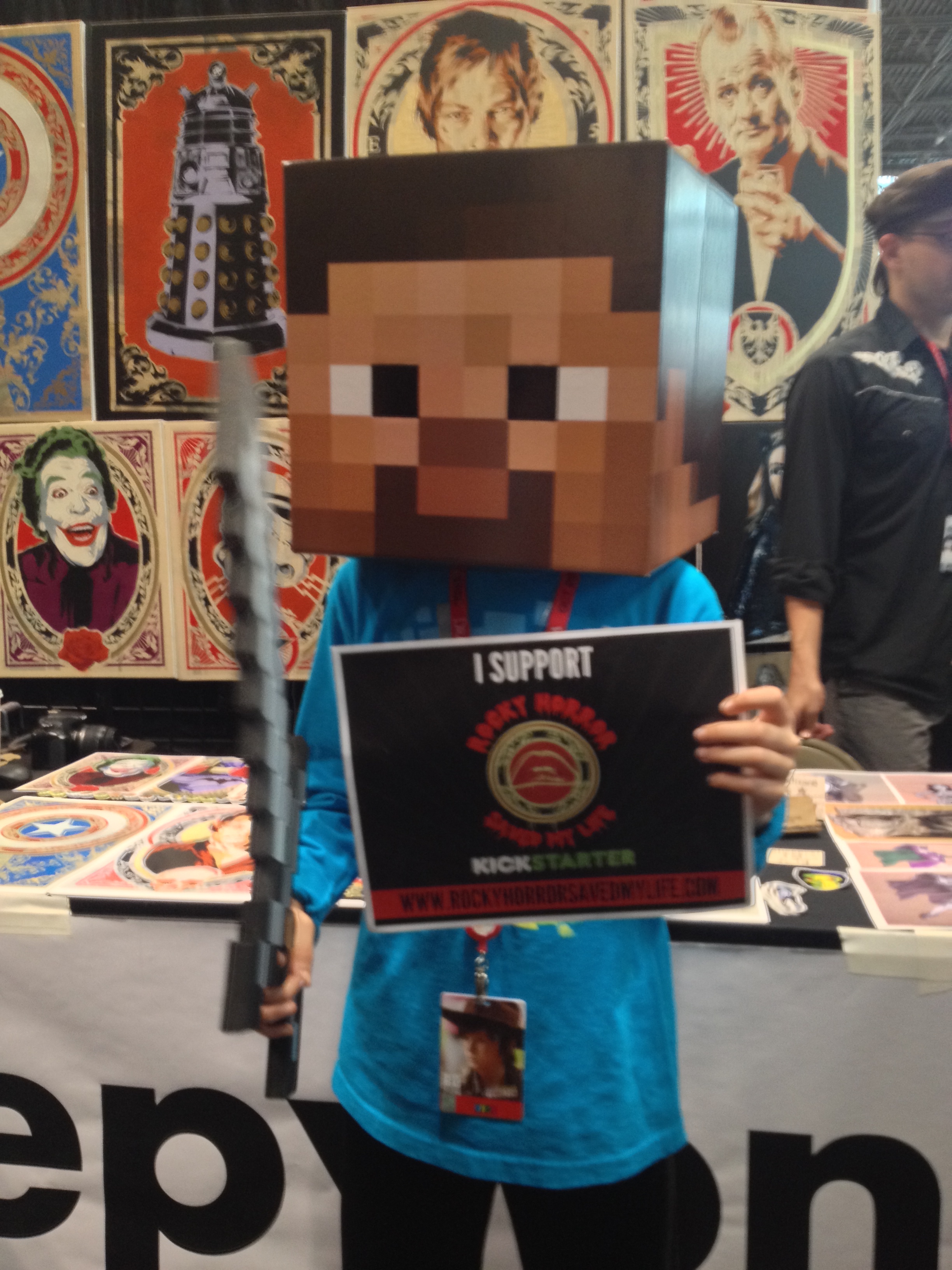 Minecraft boy stops by the booth to show his support NYCC '13