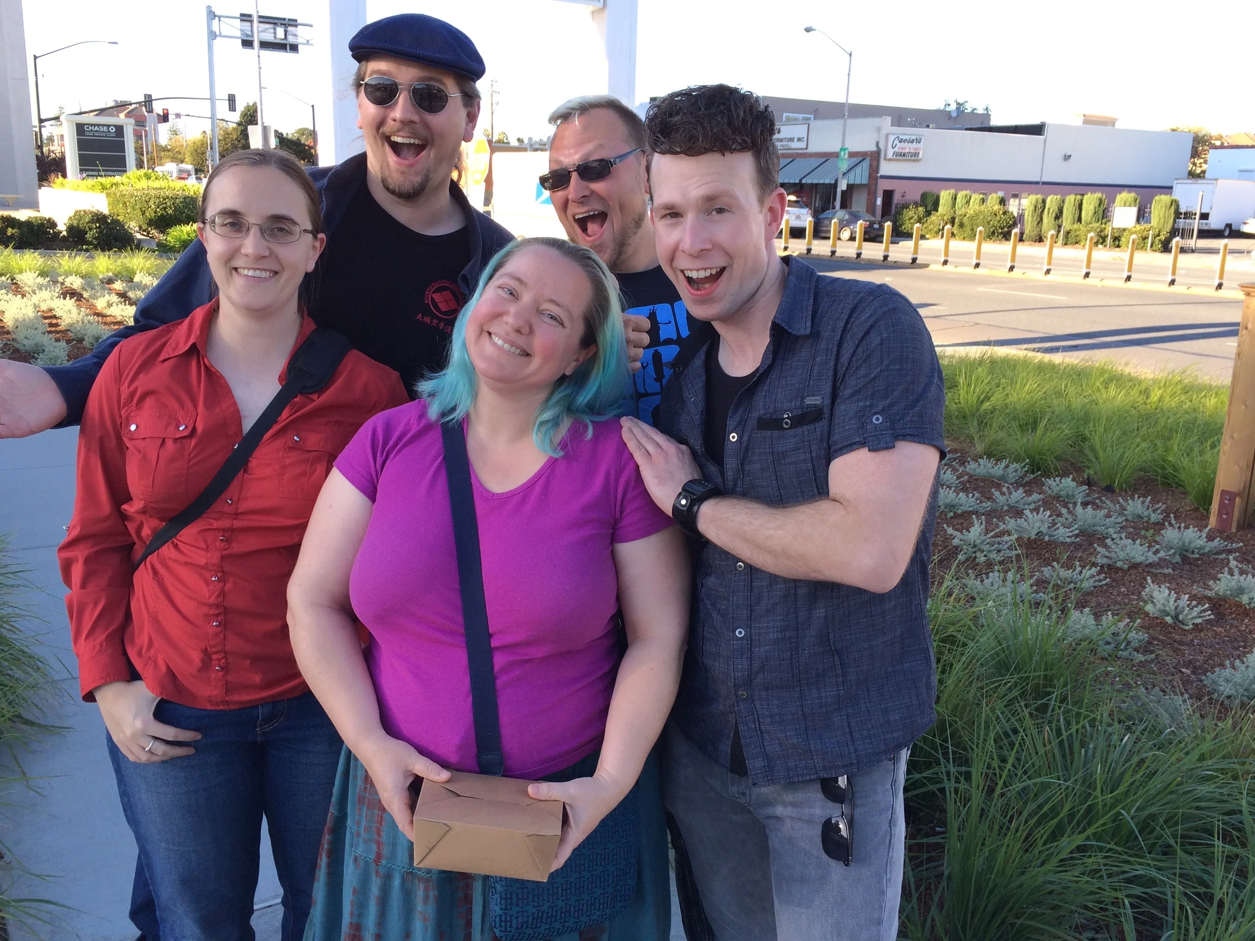 Shawn hanging out with some good people during our trip to San Franciso. Clockwise from front Alyc (former Voyeuristic Intention), Brynn, Kyle, Ryan (former Pink Invader), Shawn