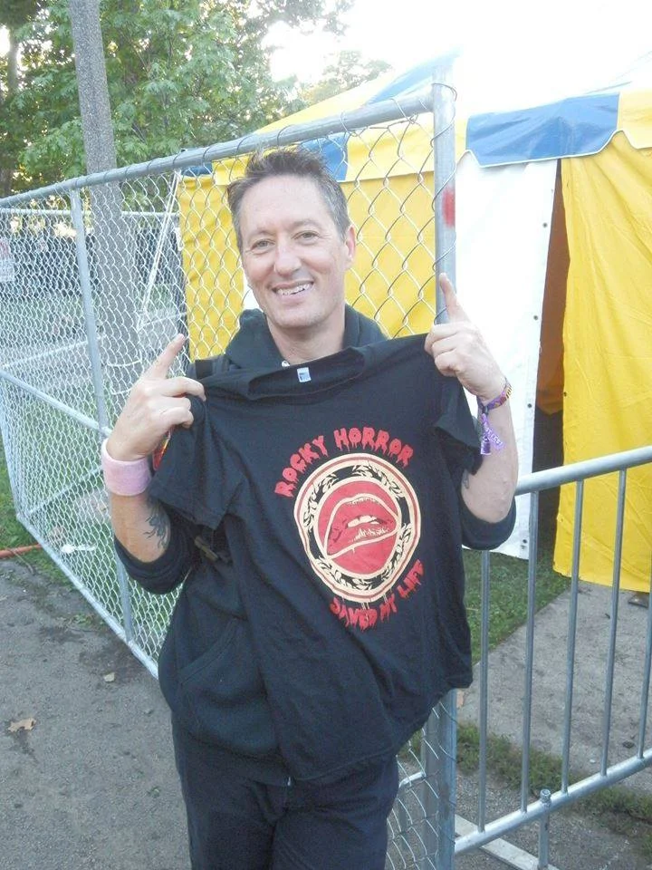 Scott Shiflett of Me First And The Gimme Gimmes and Face to Face shows his support of "Rocky Horror Saved My Life" at Riot Fest in Chicago. A huge thanks to Barry Wilson and Colleen Corinne for the awesome photo!